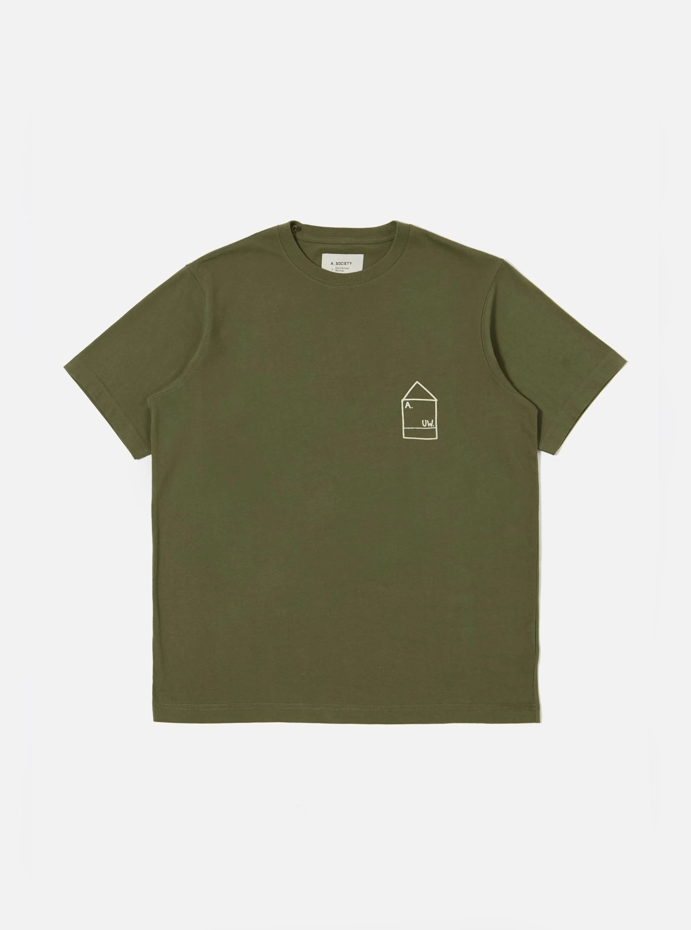 A. SOCIETY x Universal Works Olive Single Jersey Print Tee - Image 3