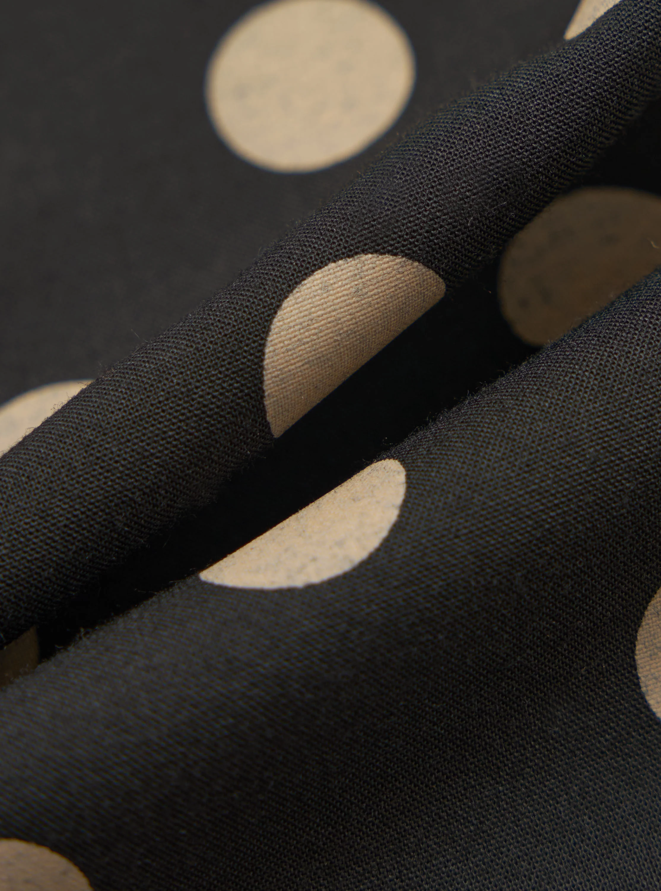 Black Bold Dot Print Rayon Evening Scarf - Image 3