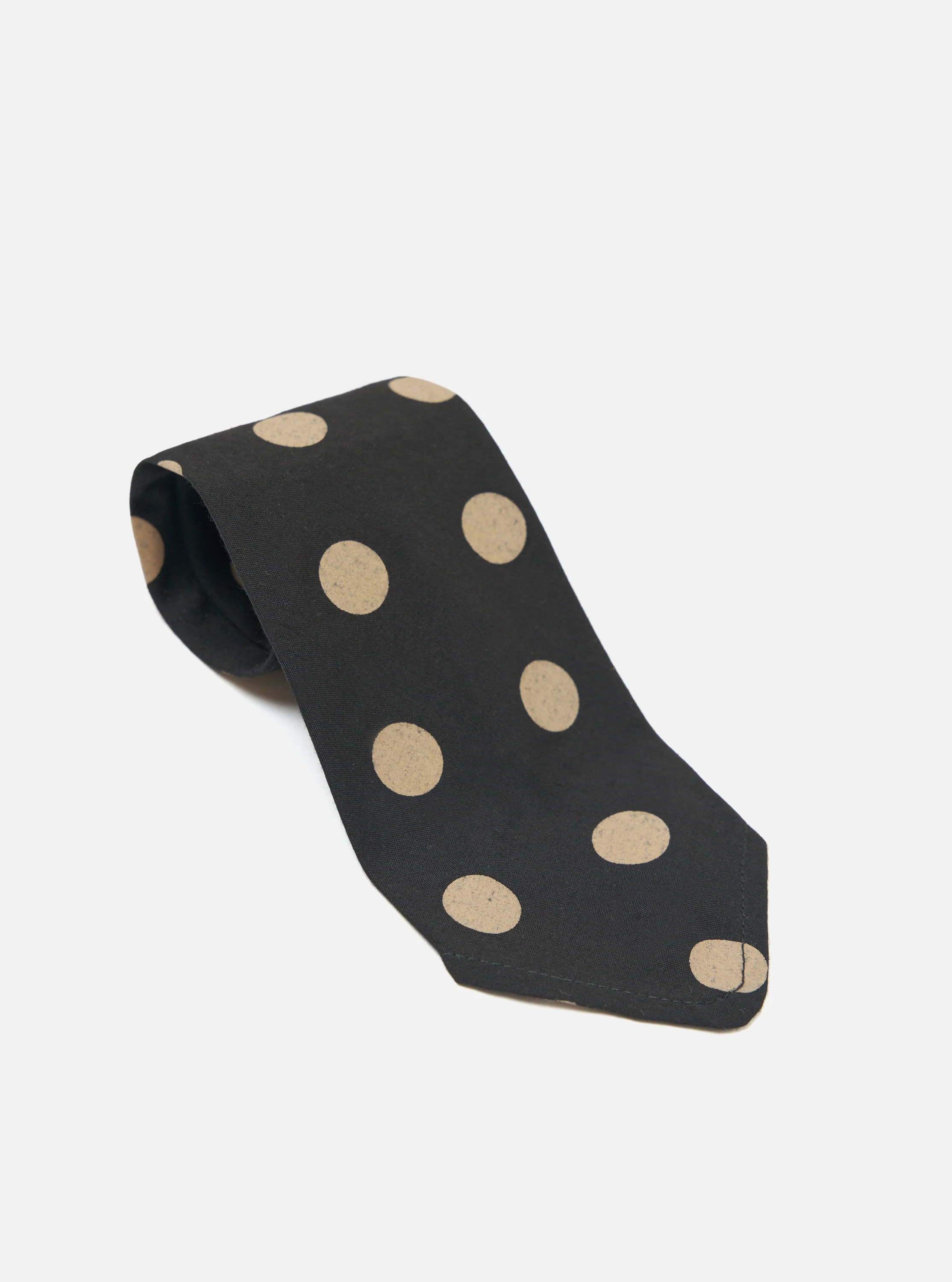 Black Bold Dot Print Rayon Tie - Image 3
