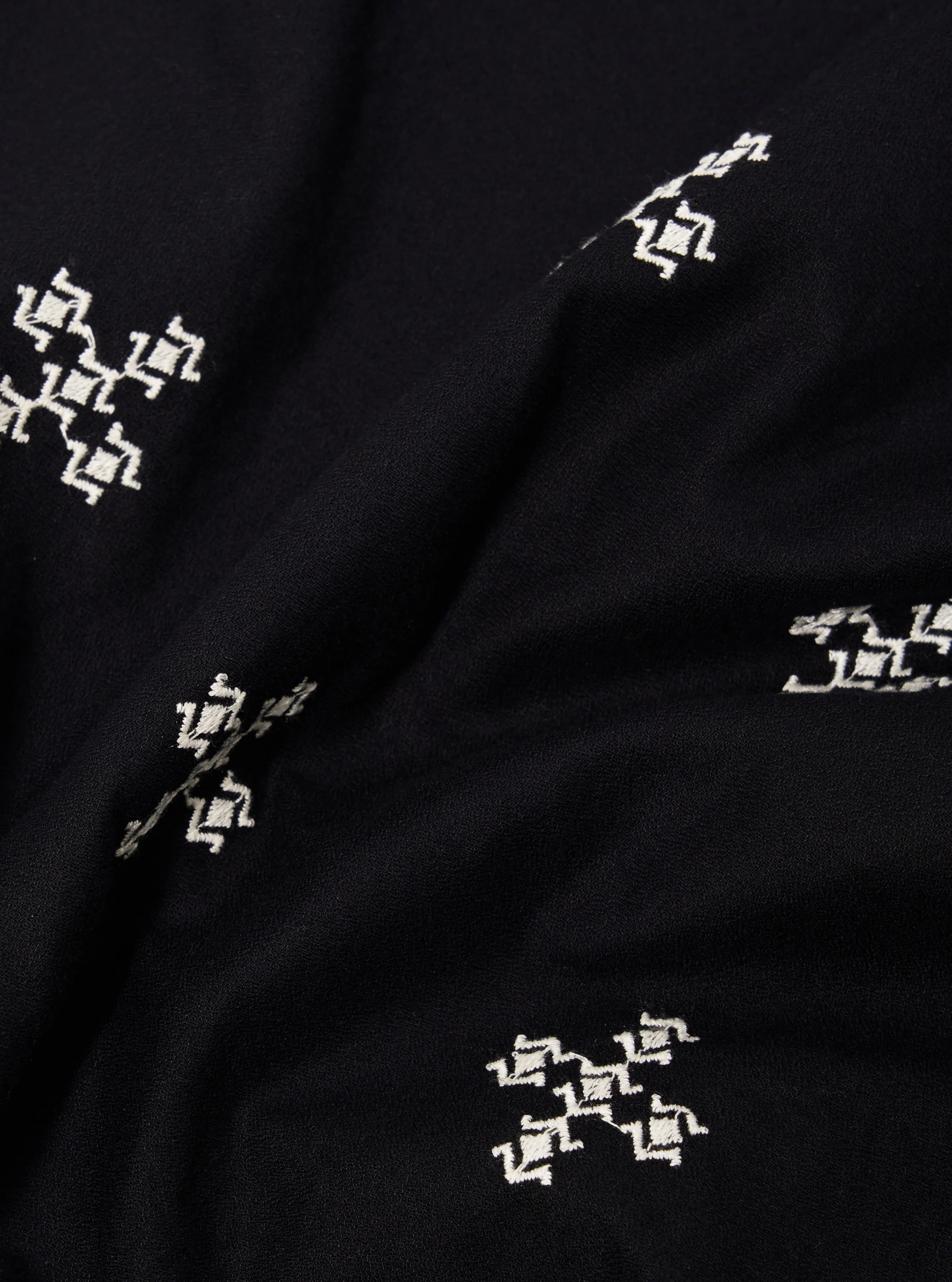 Black Embroidered Diamond Camp Shirt - Image 4