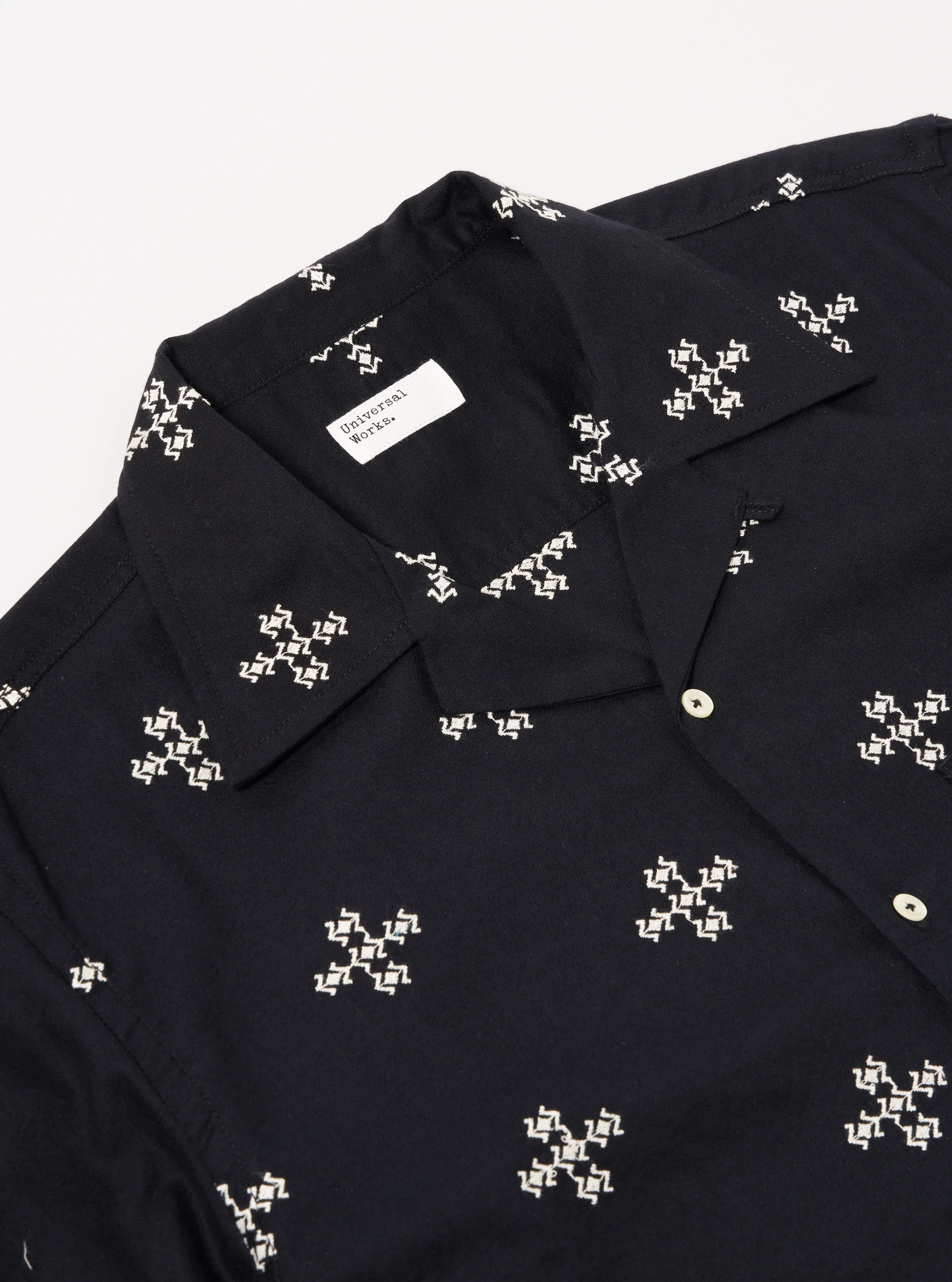 Black Embroidered Diamond Camp Shirt - Image 6