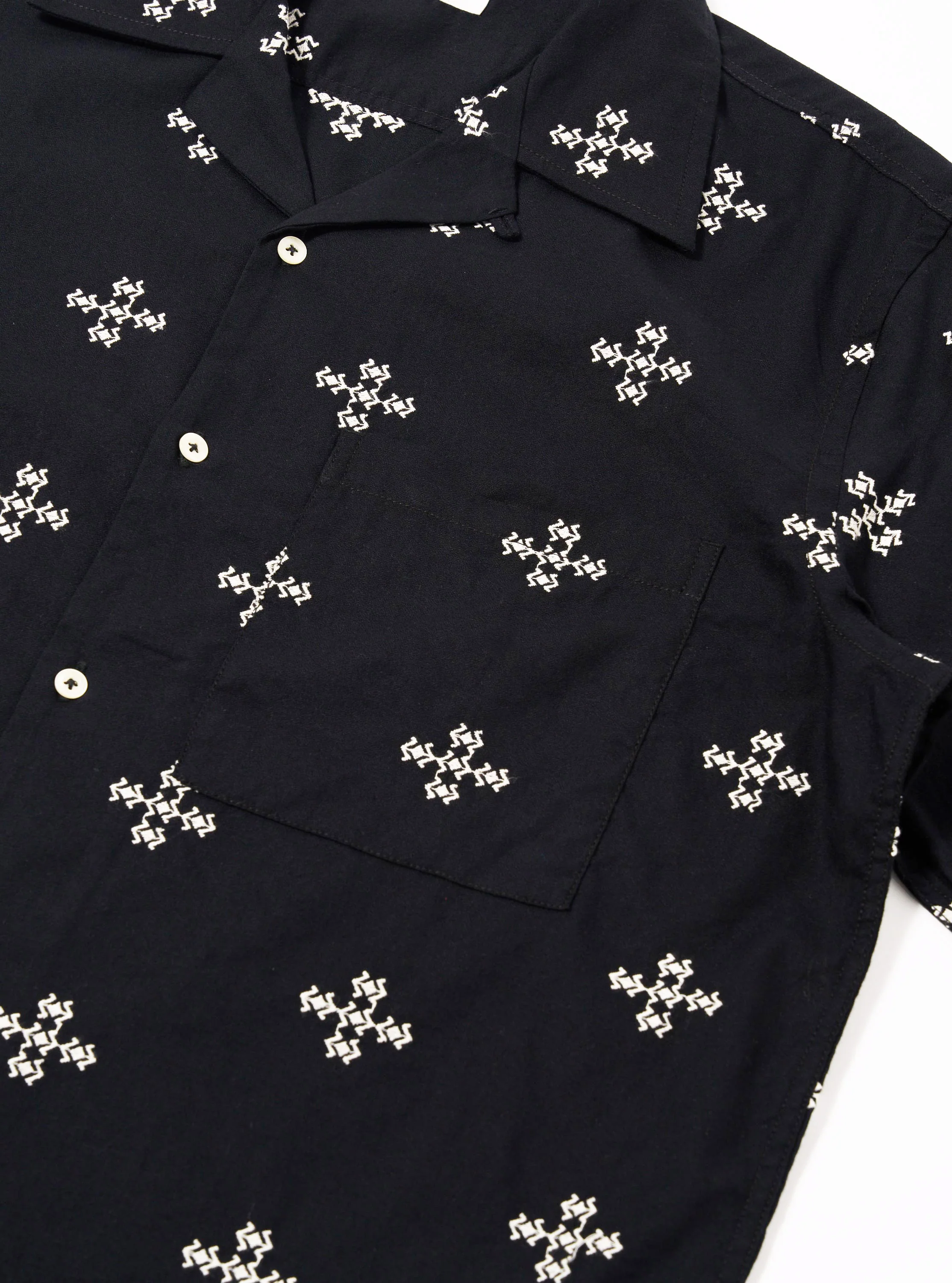 Black Embroidered Diamond Camp Shirt - Image 7