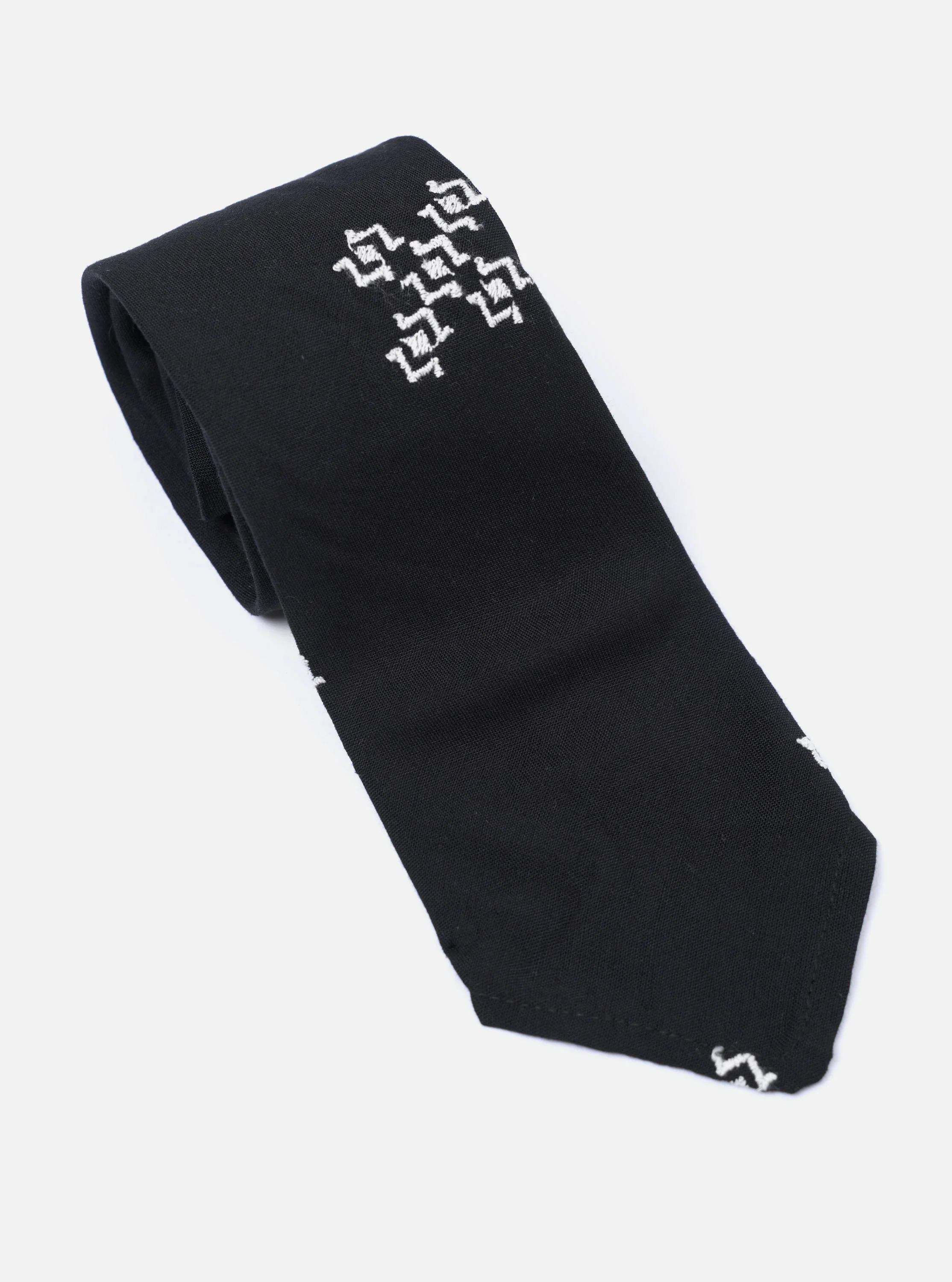 Black Embroidered Diamond Tie - Image 2