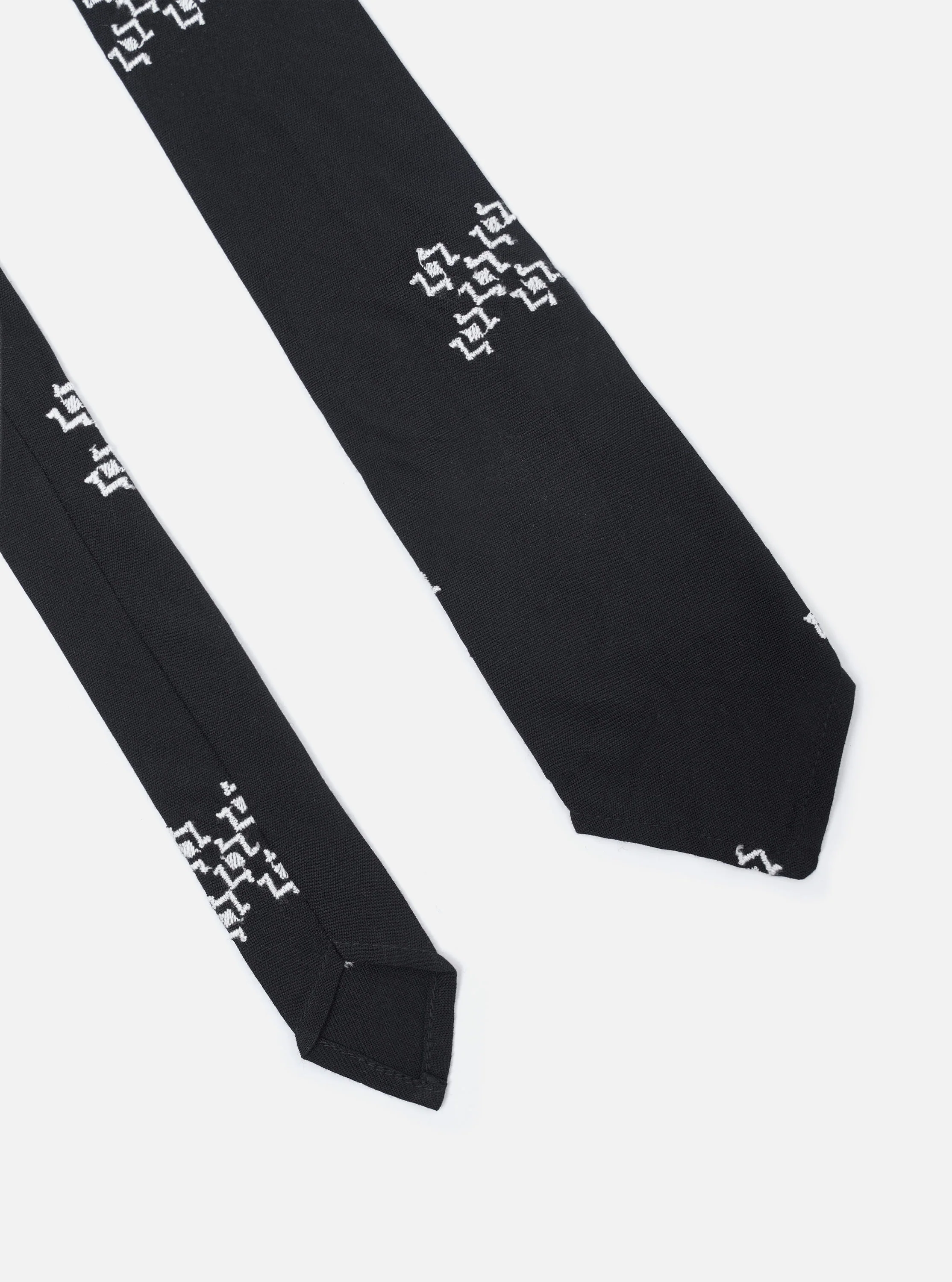 Black Embroidered Diamond Tie - Image 3