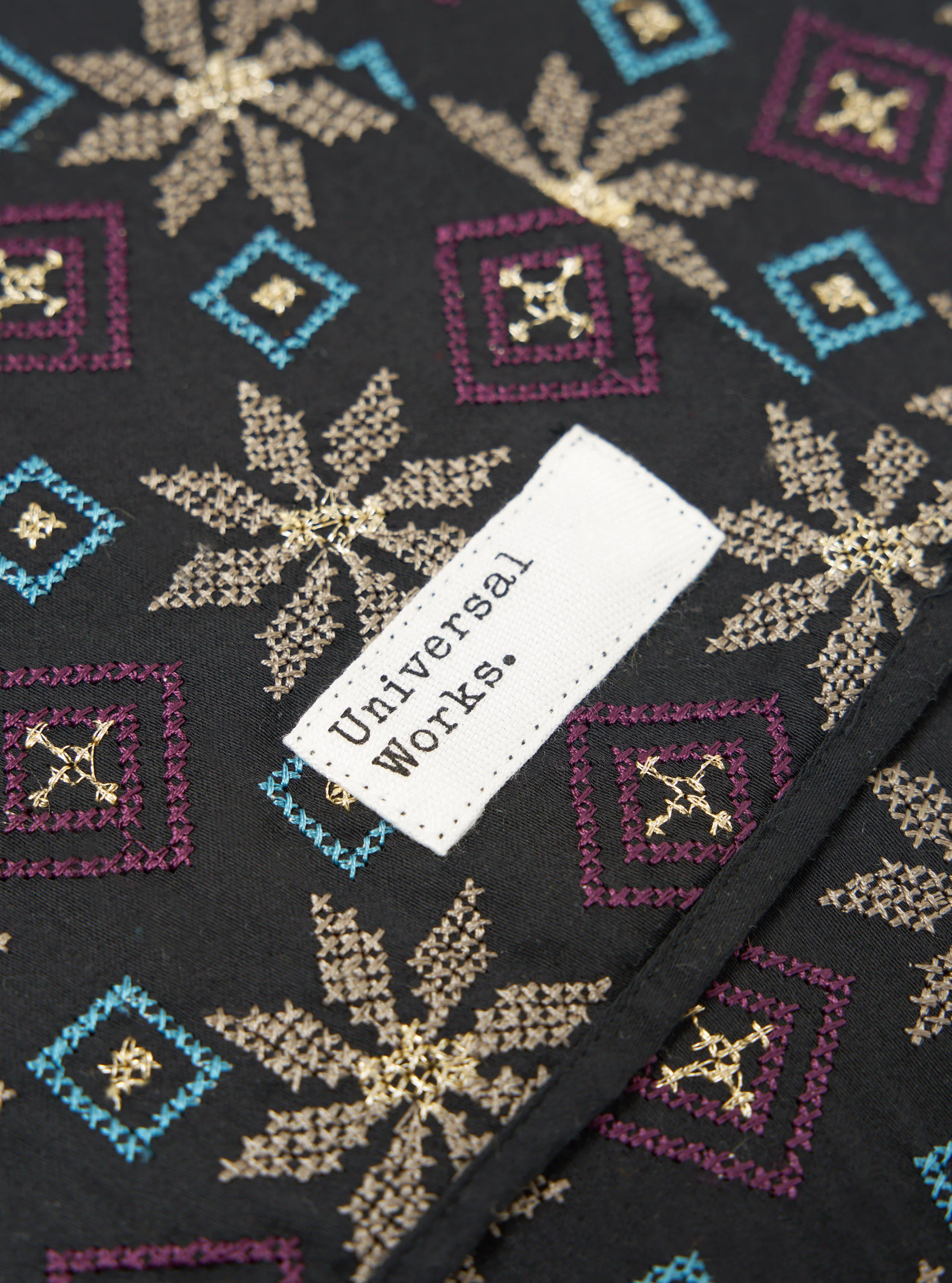 Black Embroidery Cotton Satin Embroidery Scarf - Image 4