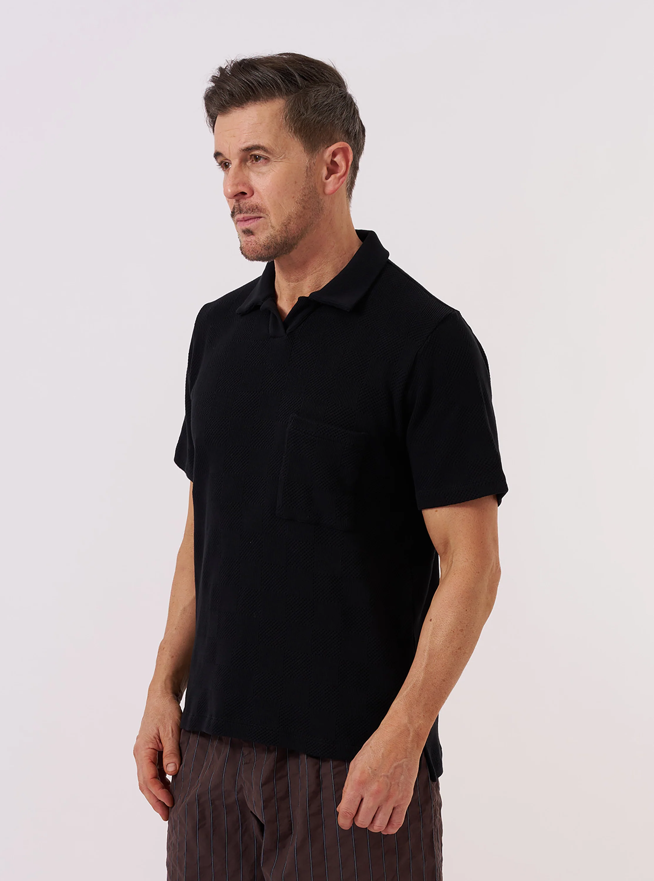 Black Fantasy Checkerboard Vacation Polo - Image 2