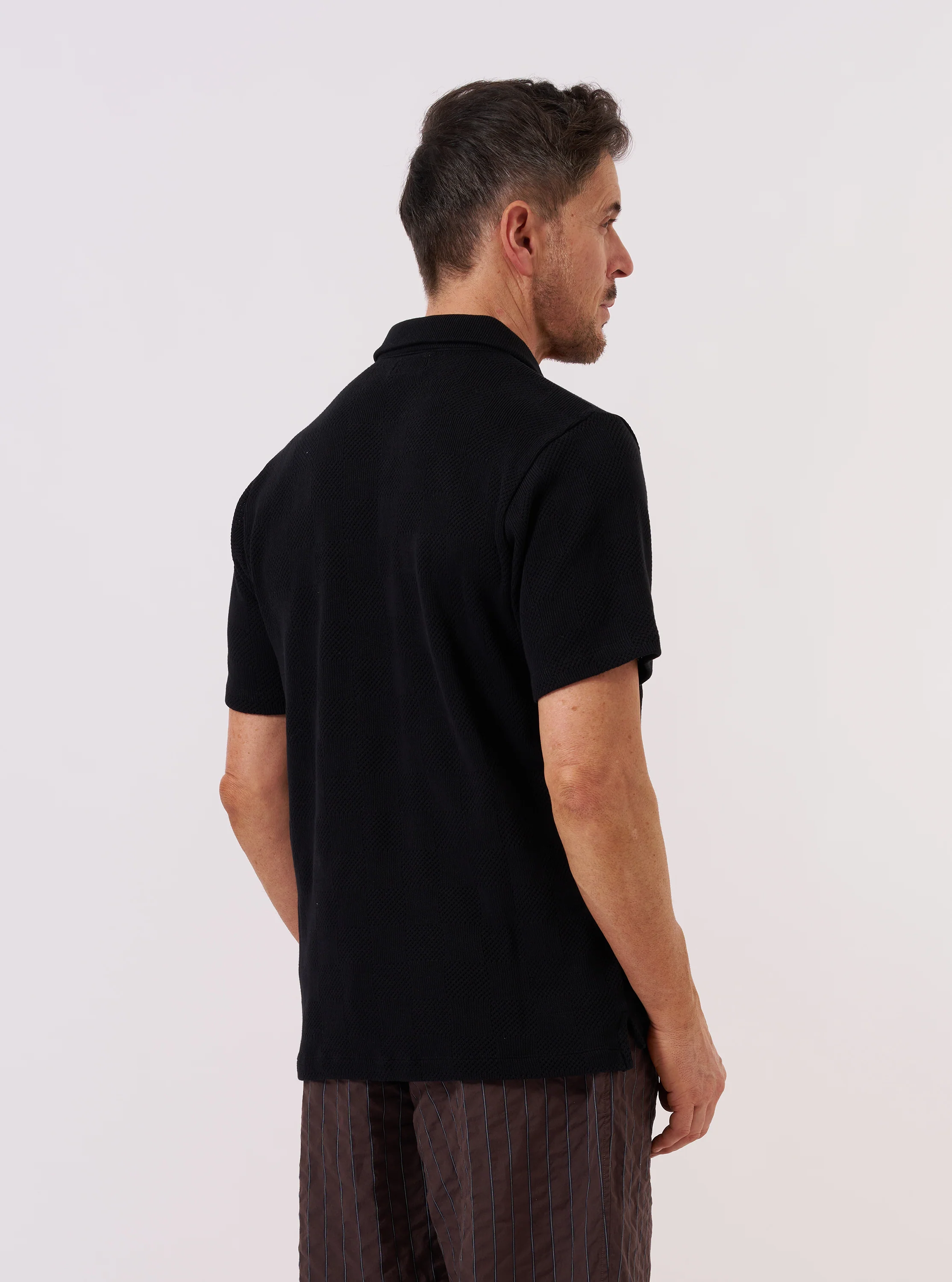 Black Fantasy Checkerboard Vacation Polo - Image 3