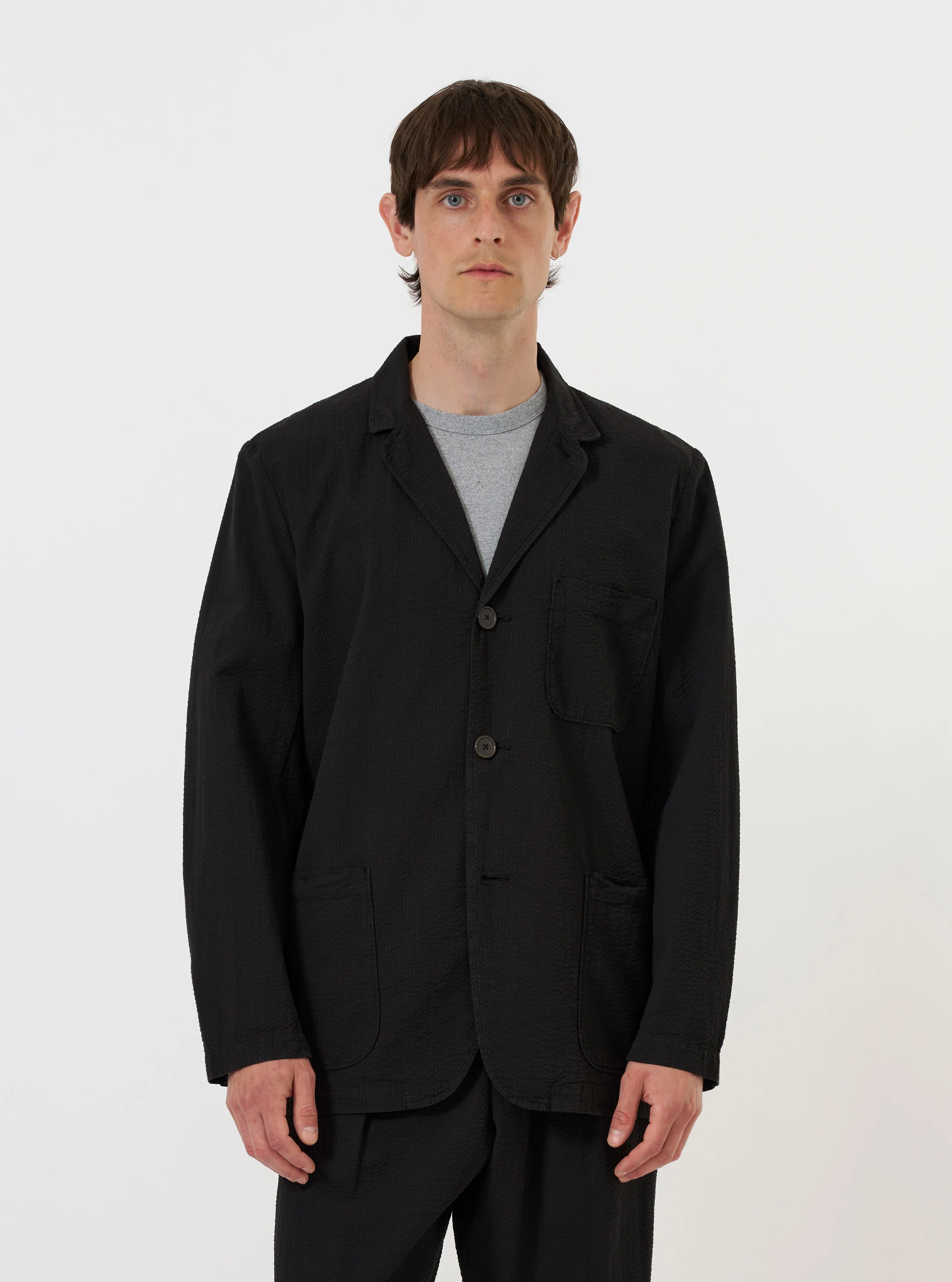 Black Merida Seersucker Three Button Jacket - Image 2