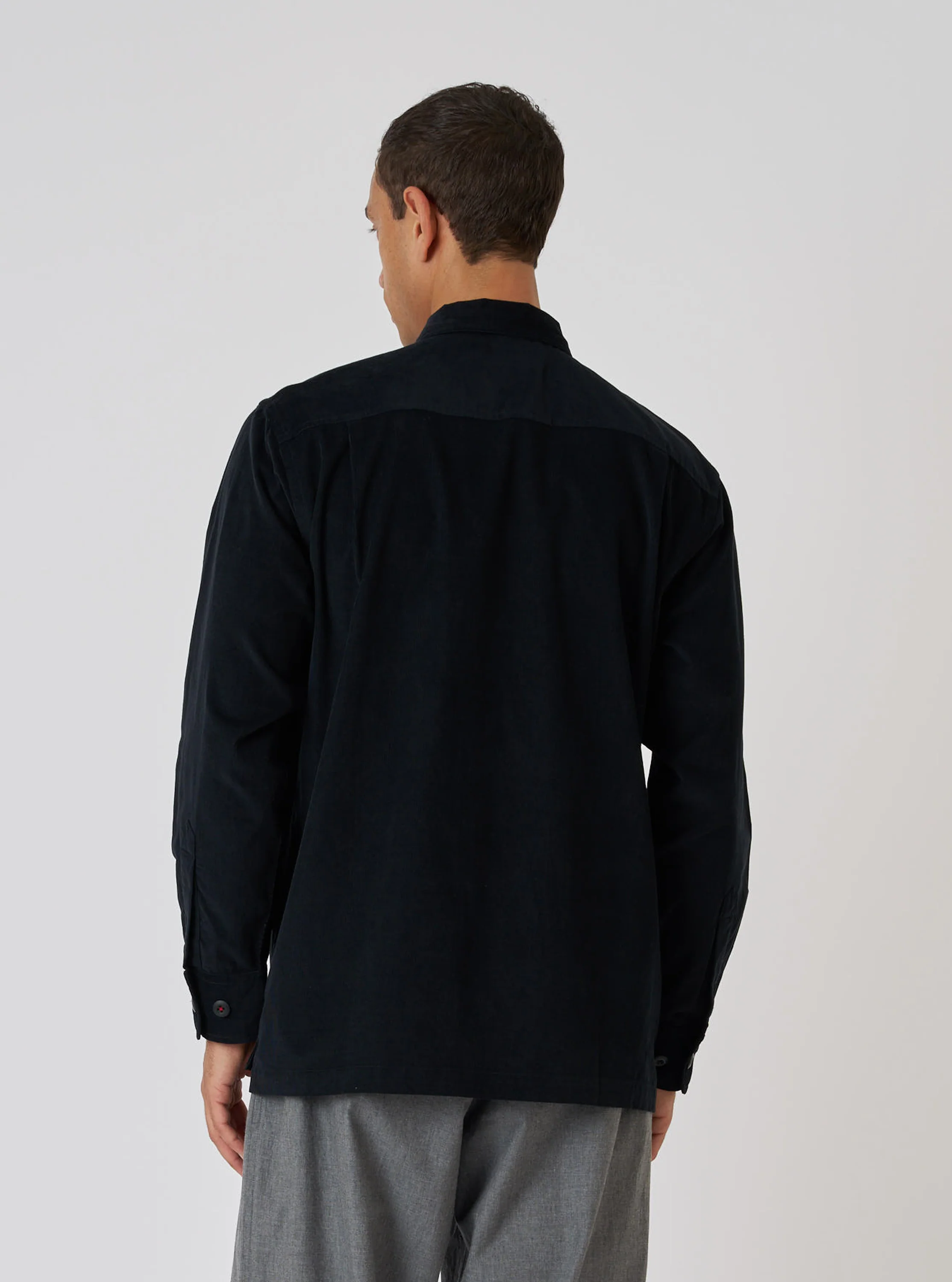 Black Organic Fine Cord Fatigue Shirt - Image 3