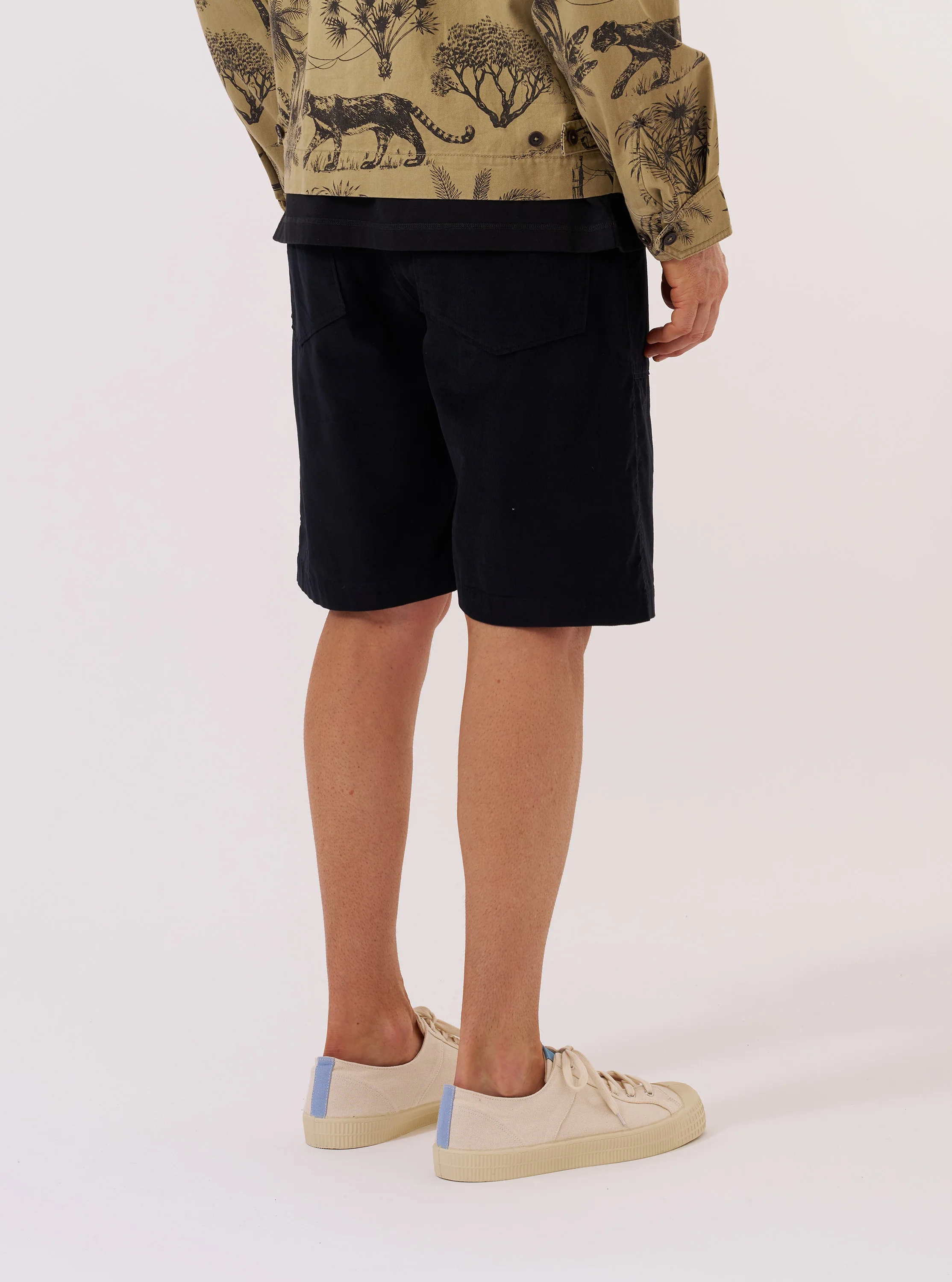 Black Organic Fine Cord Fatigue Short - Image 3