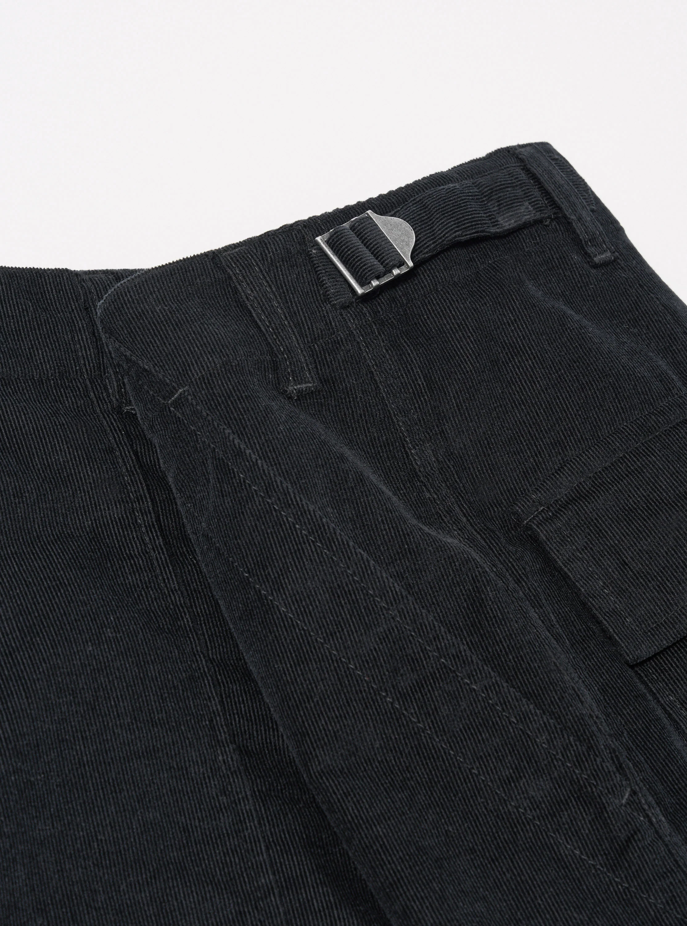Black Organic Fine Cord Fatigue Short - Image 6