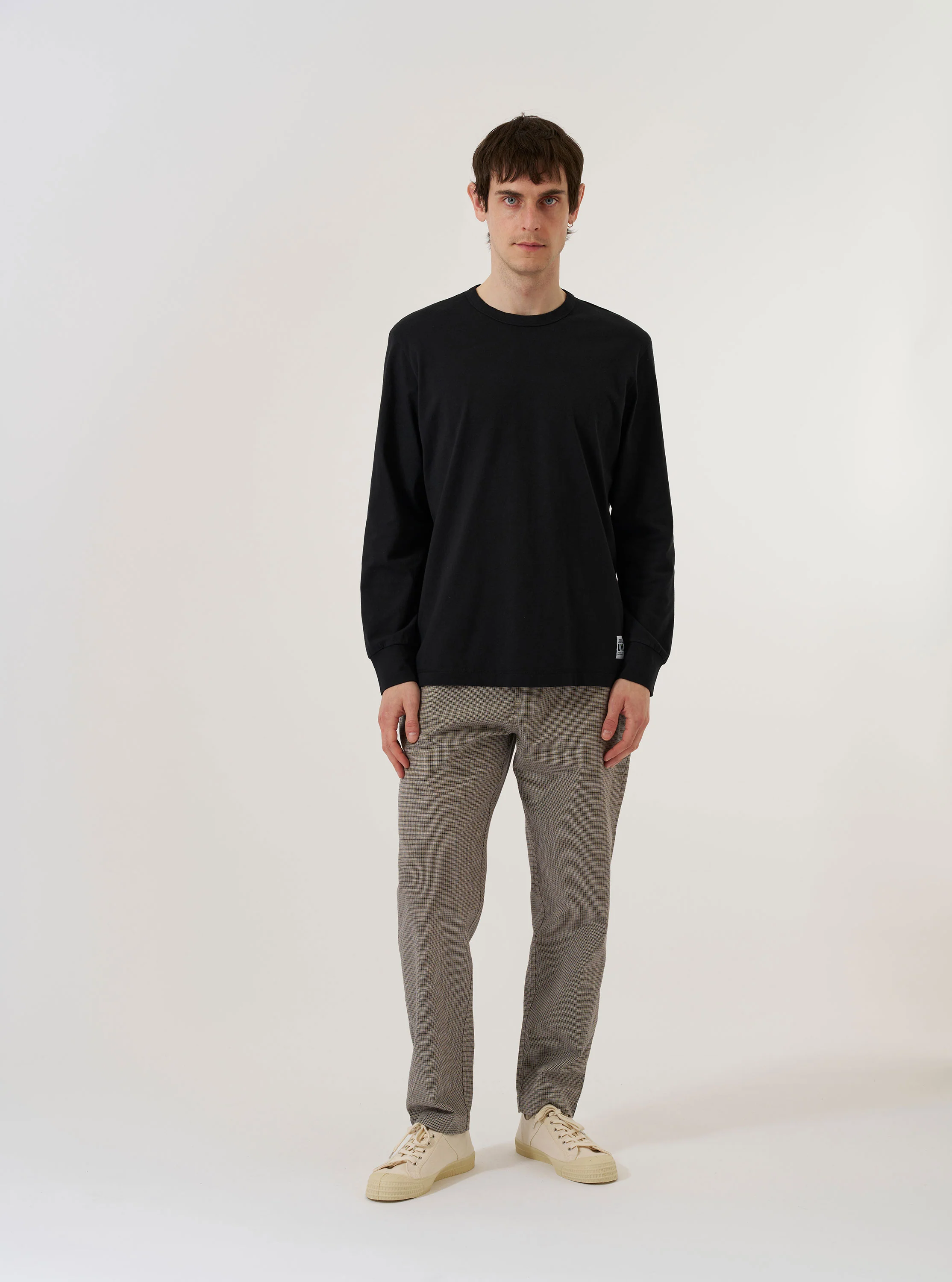 Black Recycled/Bio Jersey Henry L/S Tee - Image 8