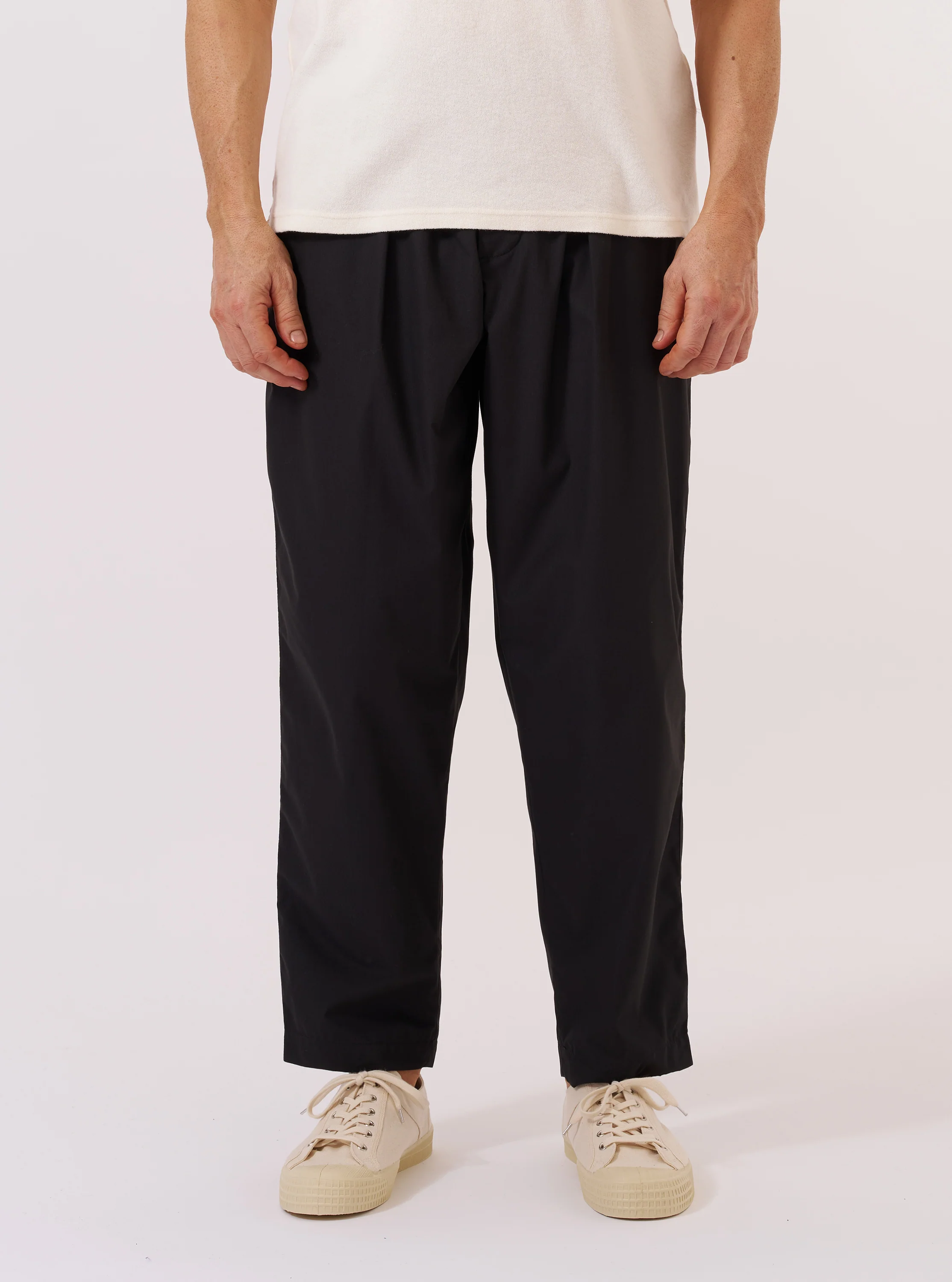 Black Recycled Polytech Pleated Track Pant - Image 2