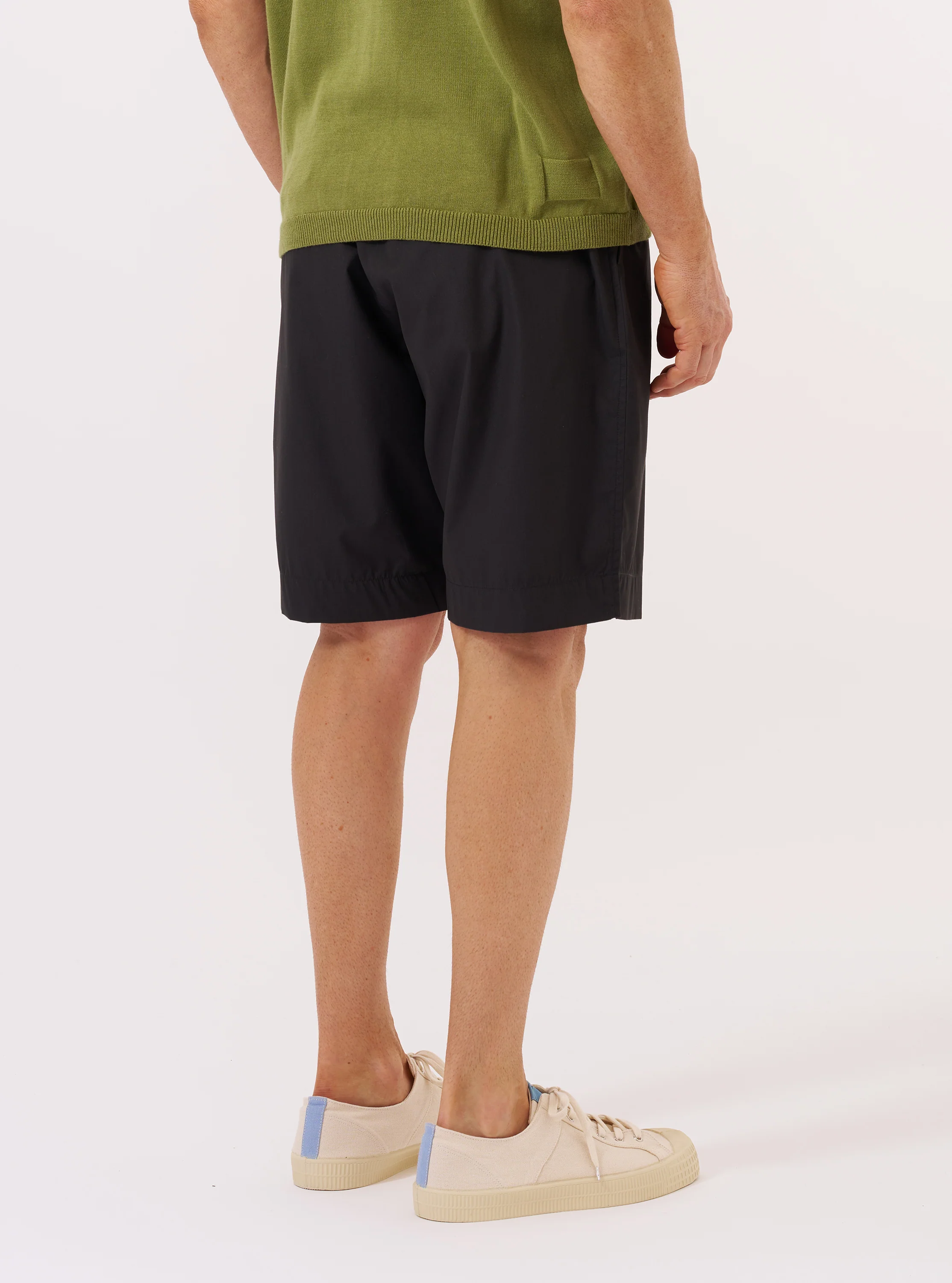 Black Recycled Polytech Pleated Track Short - Image 3