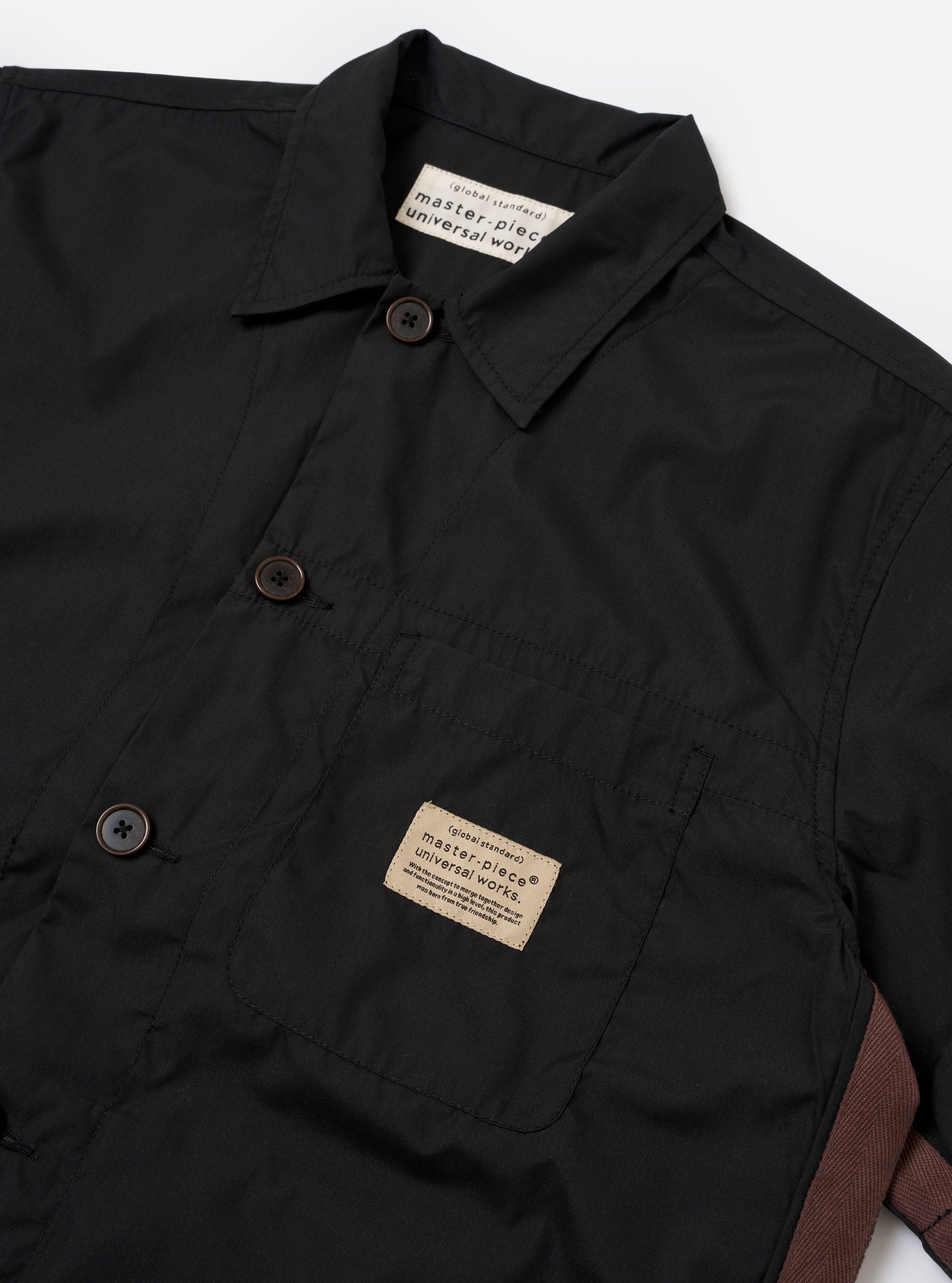 master-piece x Universal Works Black Recycled Poly Tech Tech Overshirt - Image 7