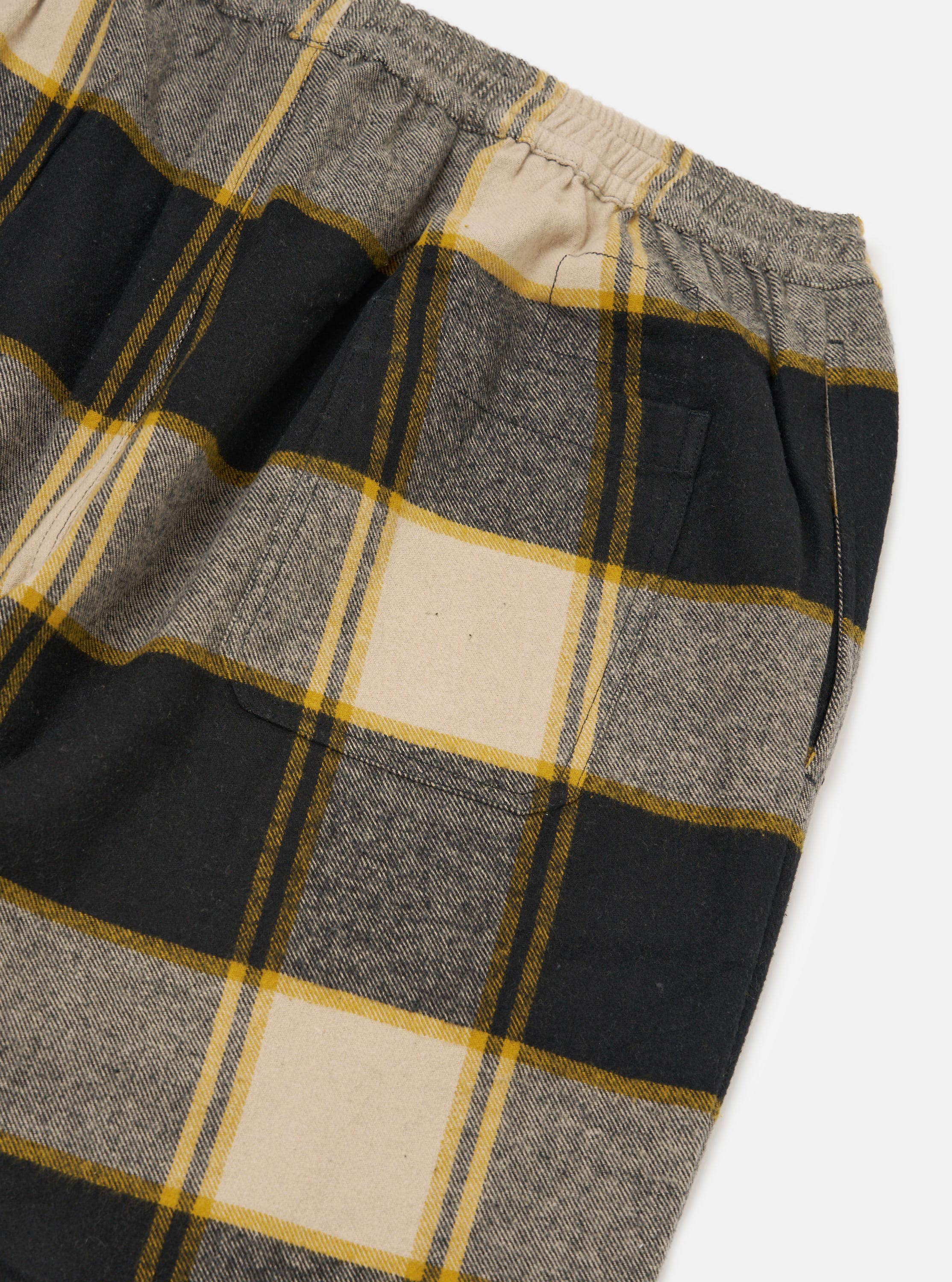 Black/Sand Brushed Big Check Long Pyjama Set - Image 8