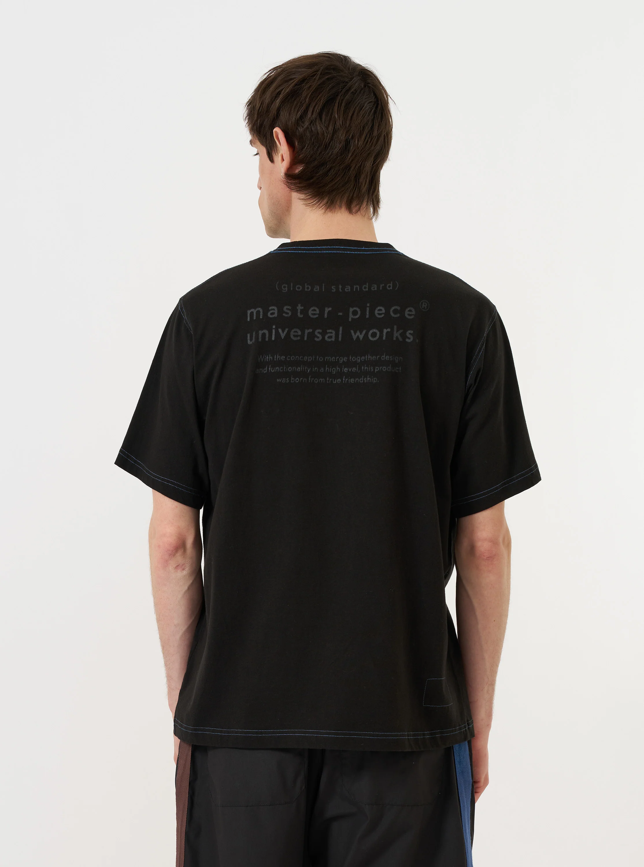 master-piece x Universal Works Black Single Jersey Print Tee - Image 3
