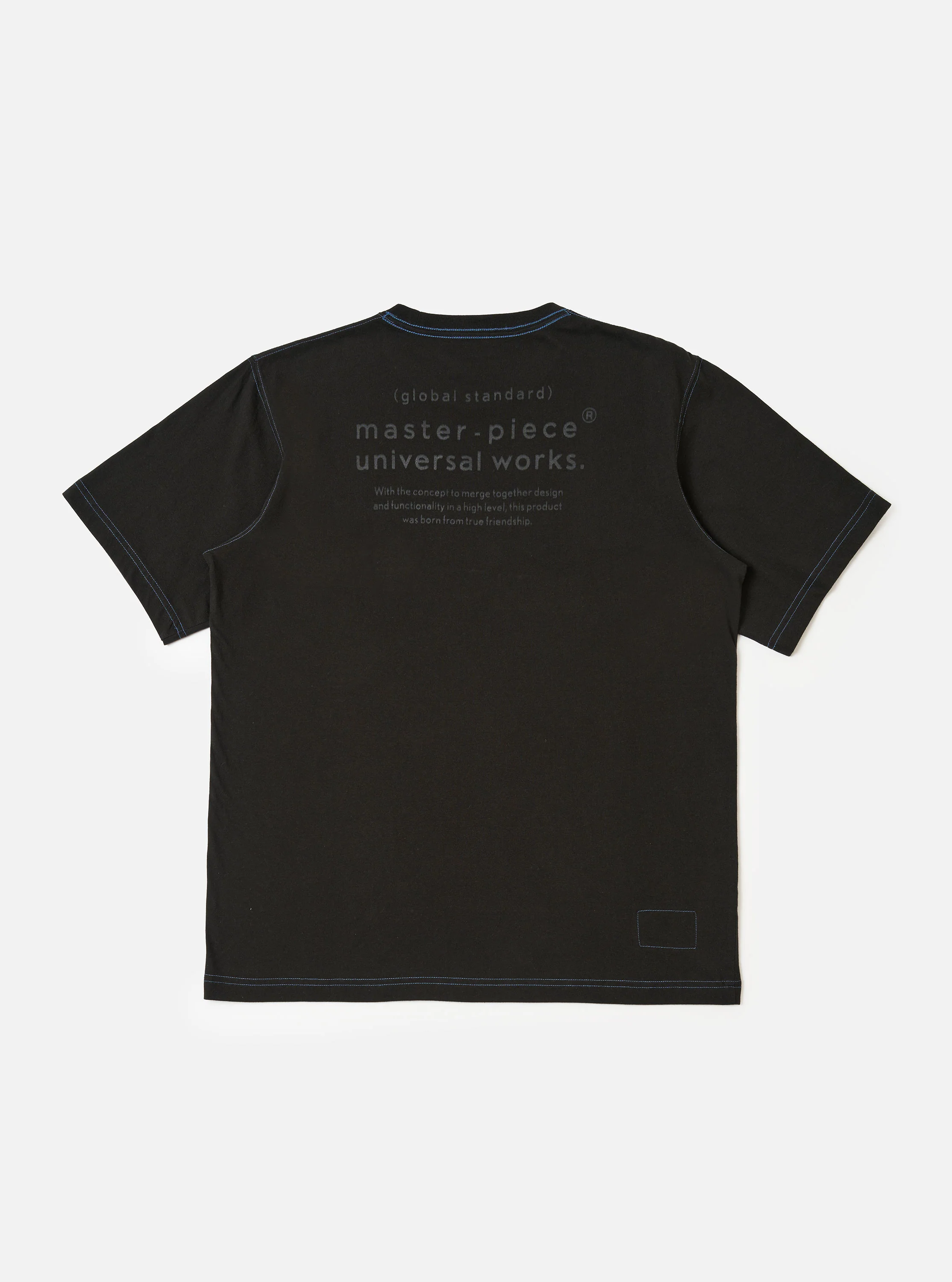 master-piece x Universal Works Black Single Jersey Print Tee - Image 5