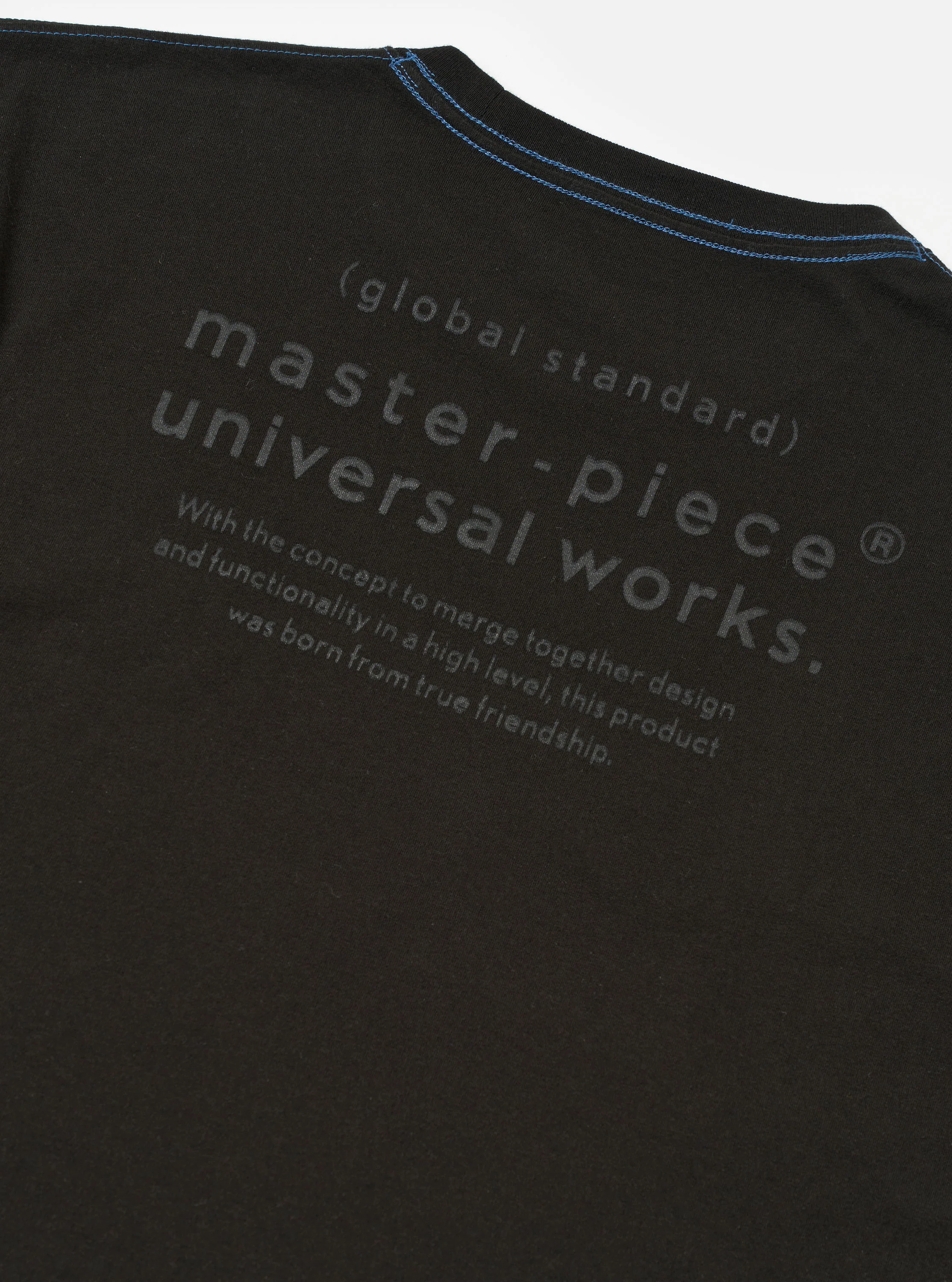 master-piece x Universal Works Black Single Jersey Print Tee - Image 7