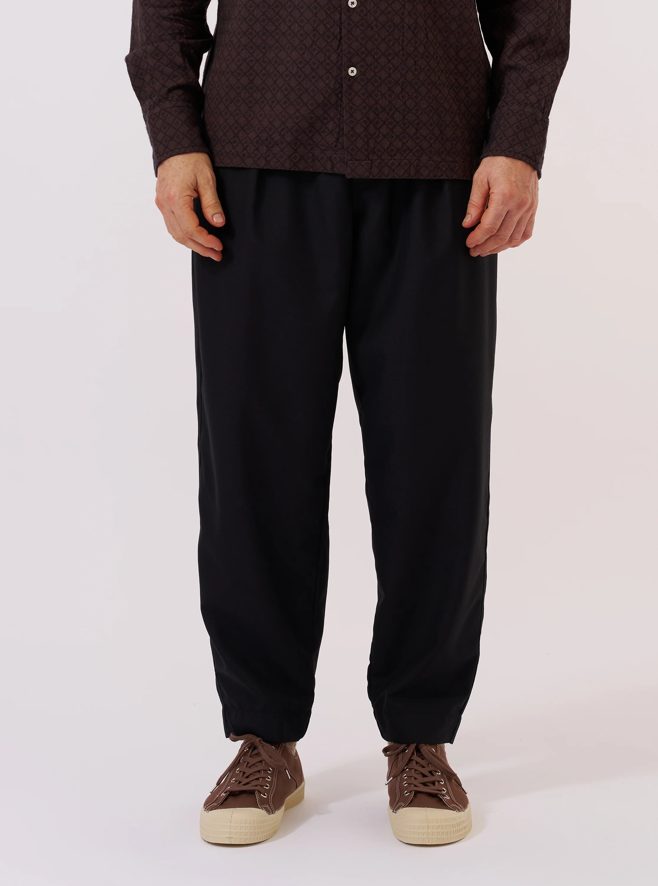 Black Tropical Suiting Pleated Track Pant - Image 2
