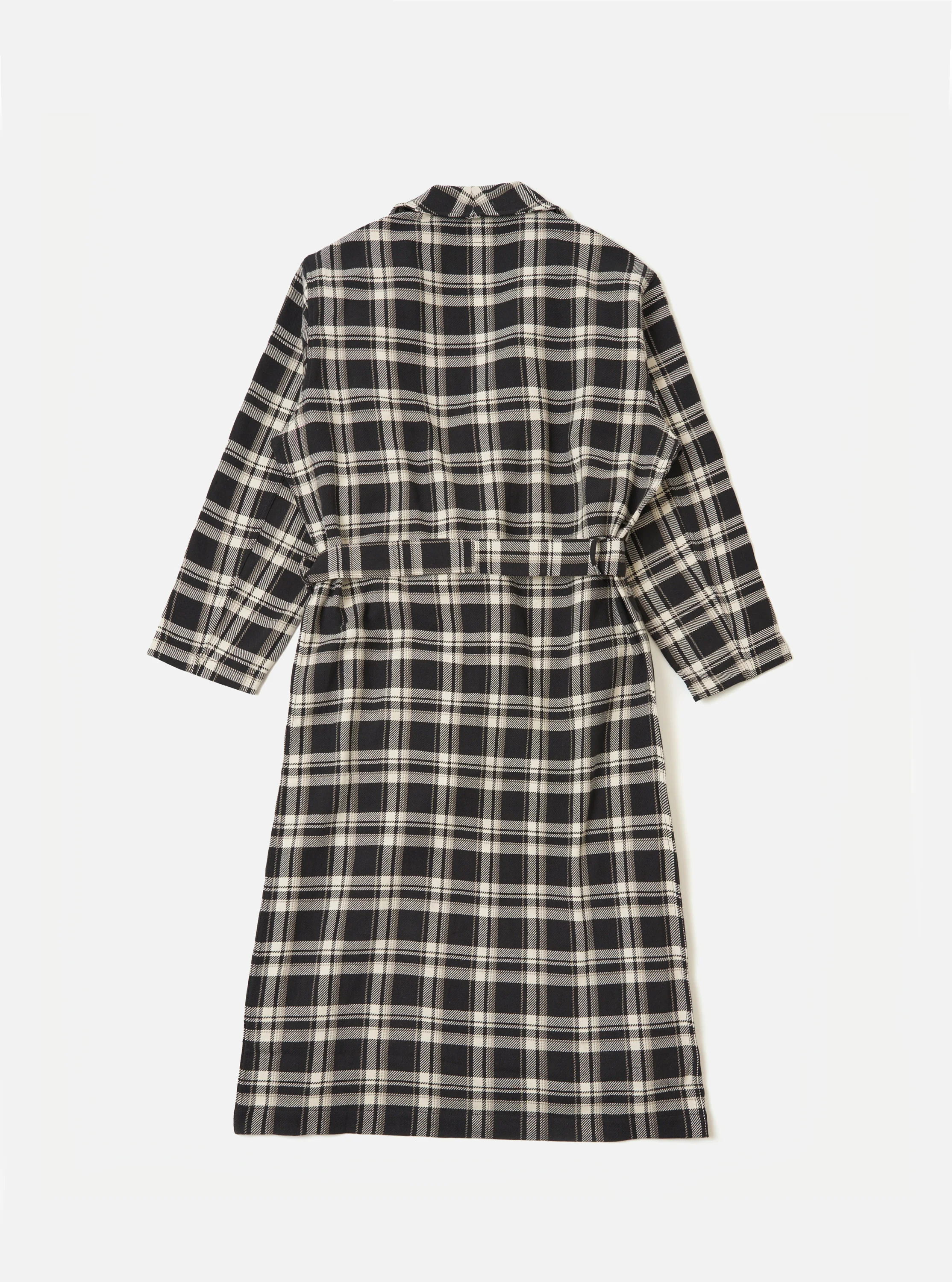 Black Twill Check Long Dressing Gown - Image 3
