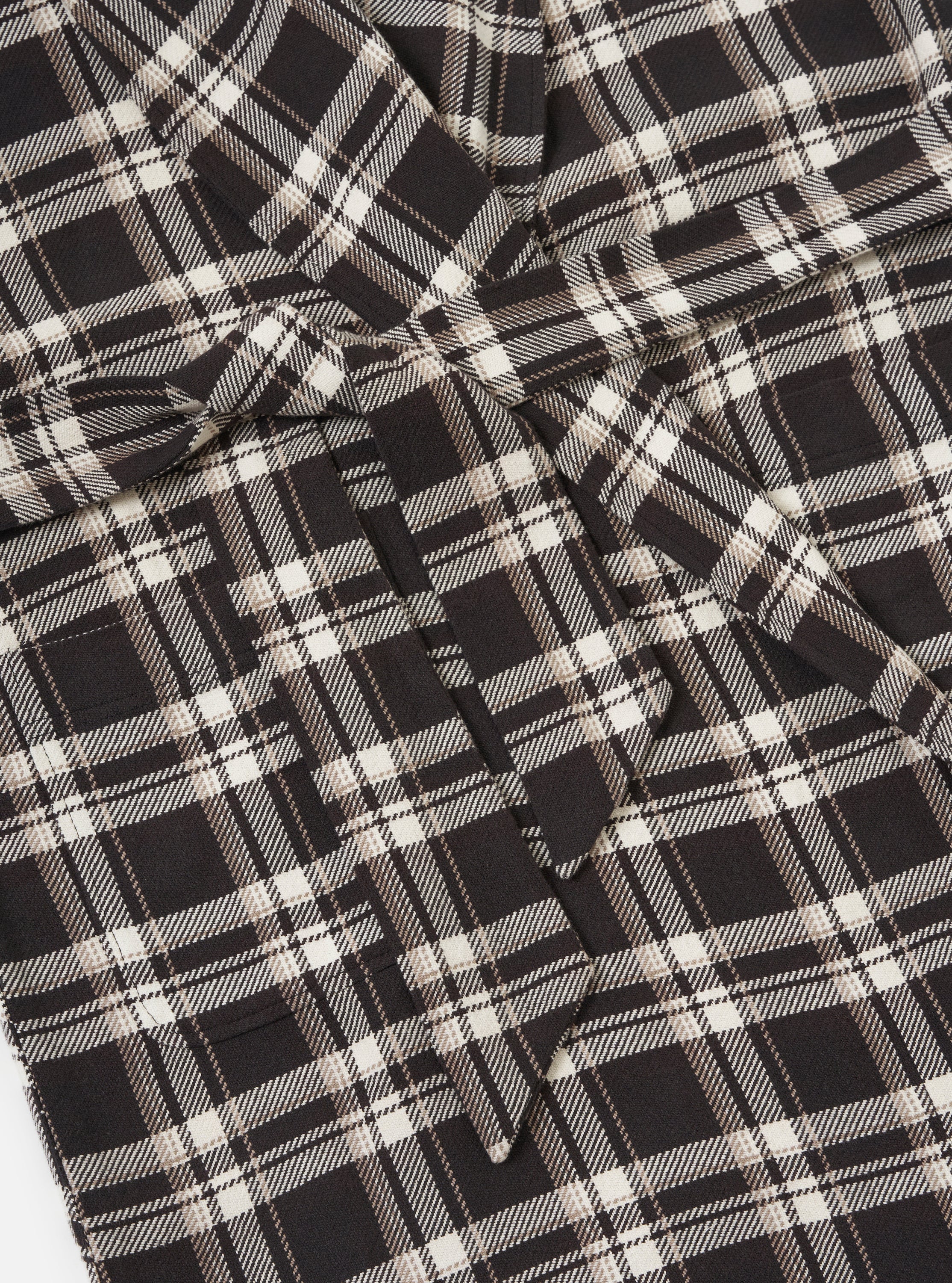Black Twill Check Long Dressing Gown - Image 5