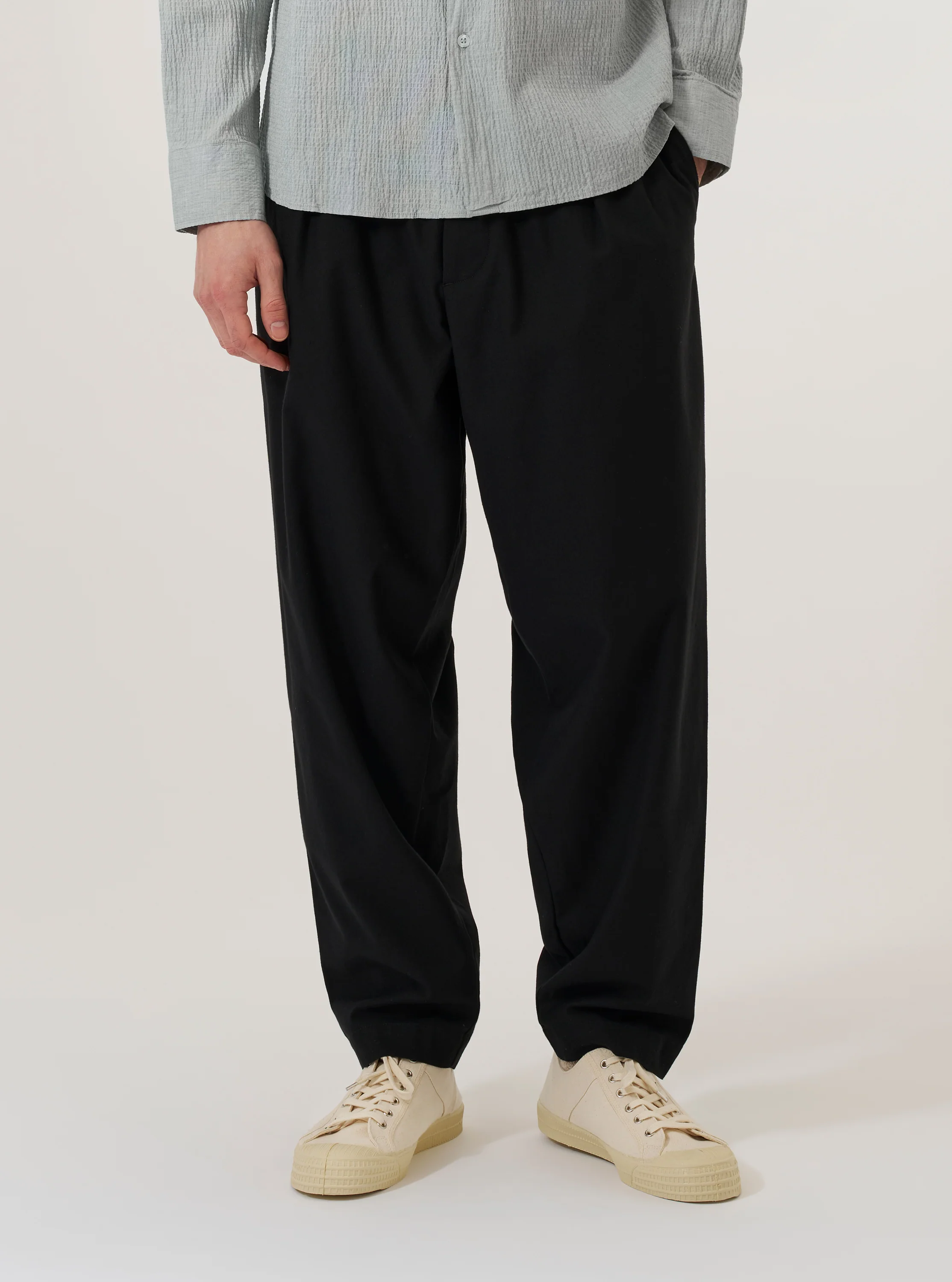 Black Valencia Cotton Pleated Track Pant - Image 2