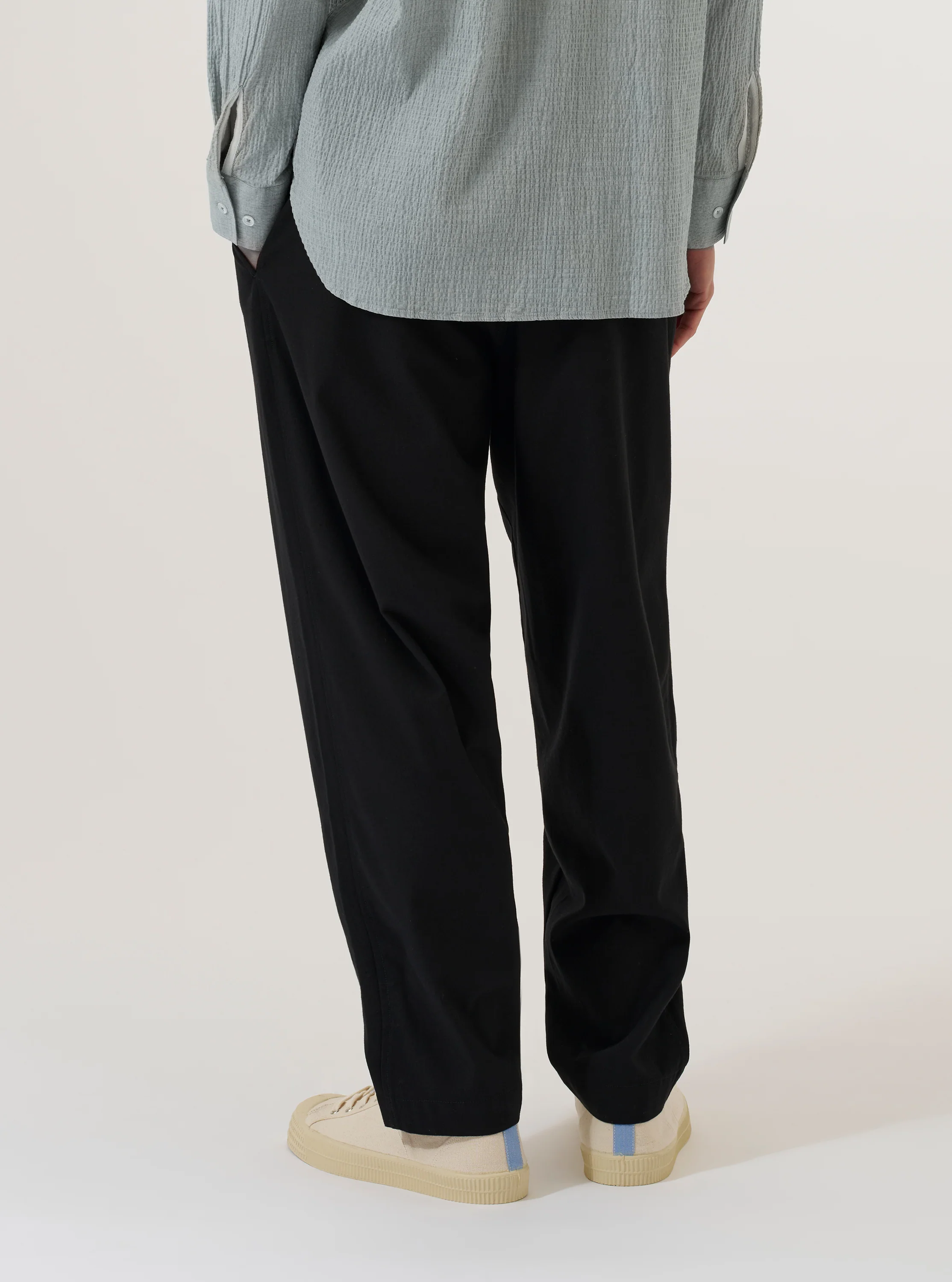 Black Valencia Cotton Pleated Track Pant - Image 3