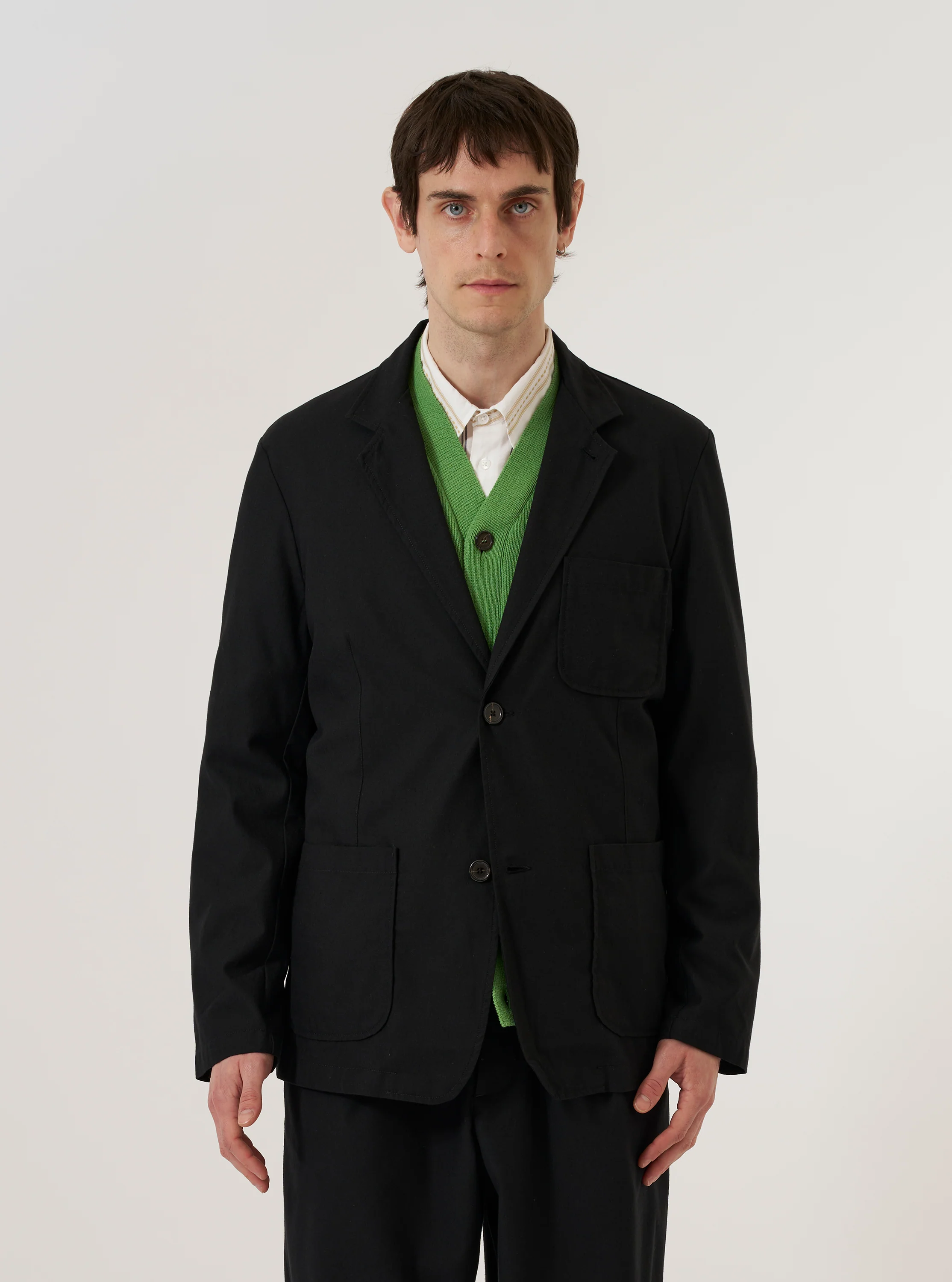 Black Valencia Cotton Two Button Jacket - Image 2
