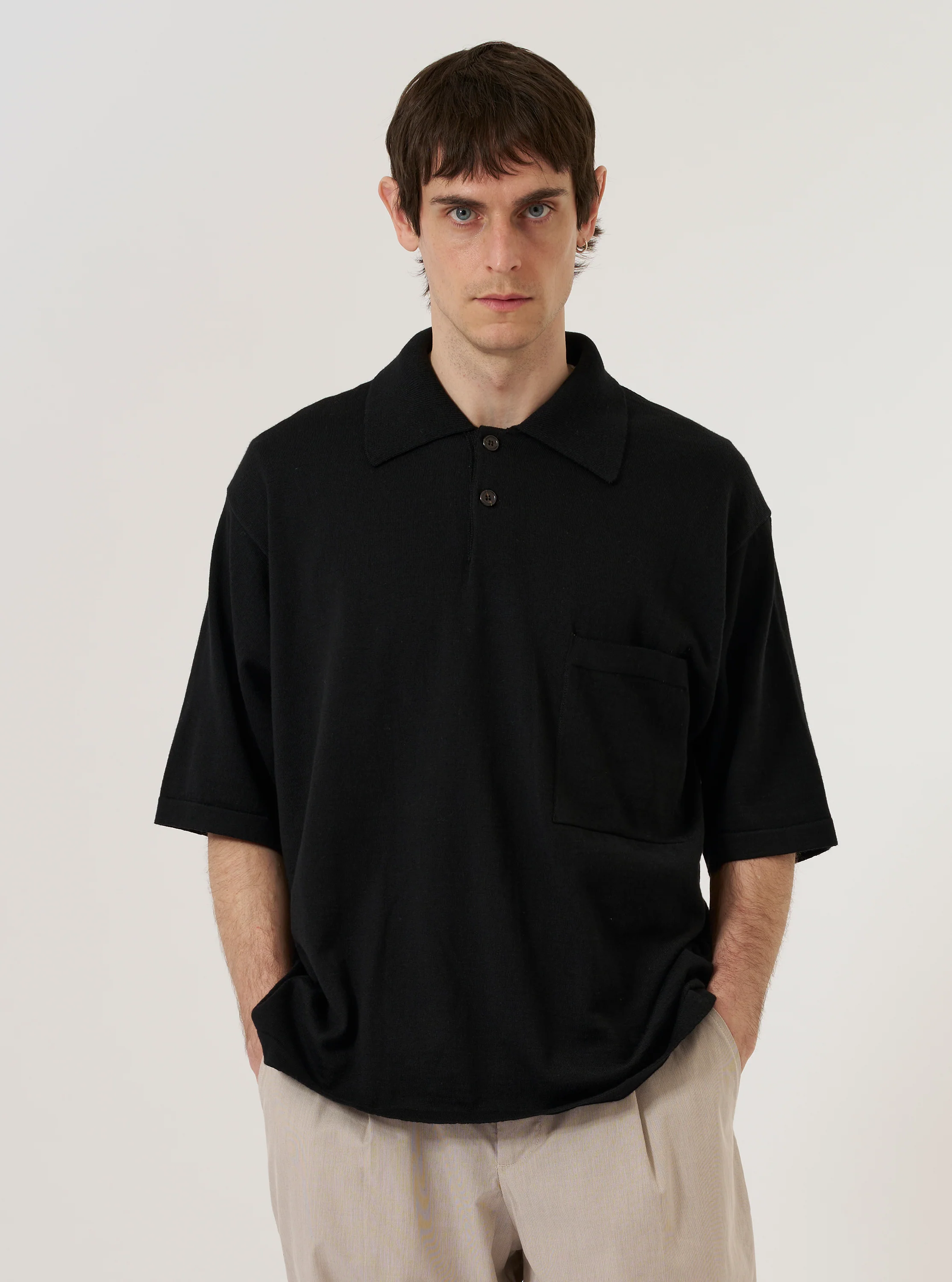 Black Woolcot Bio S/S Pullover Knit Shirt II - Image 2