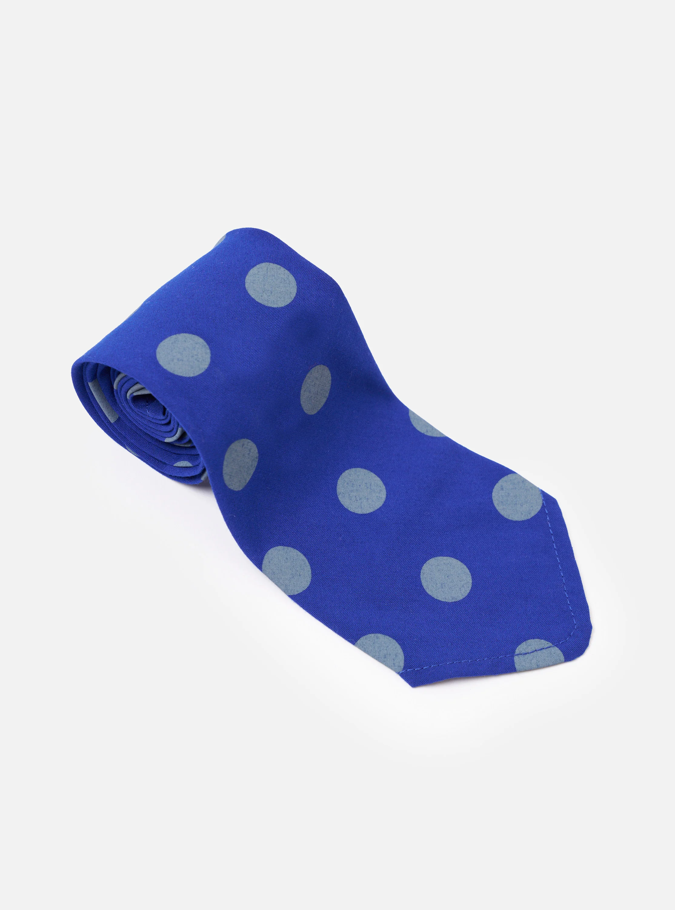 Blue Bold Dot Print Rayon Tie - Image 2