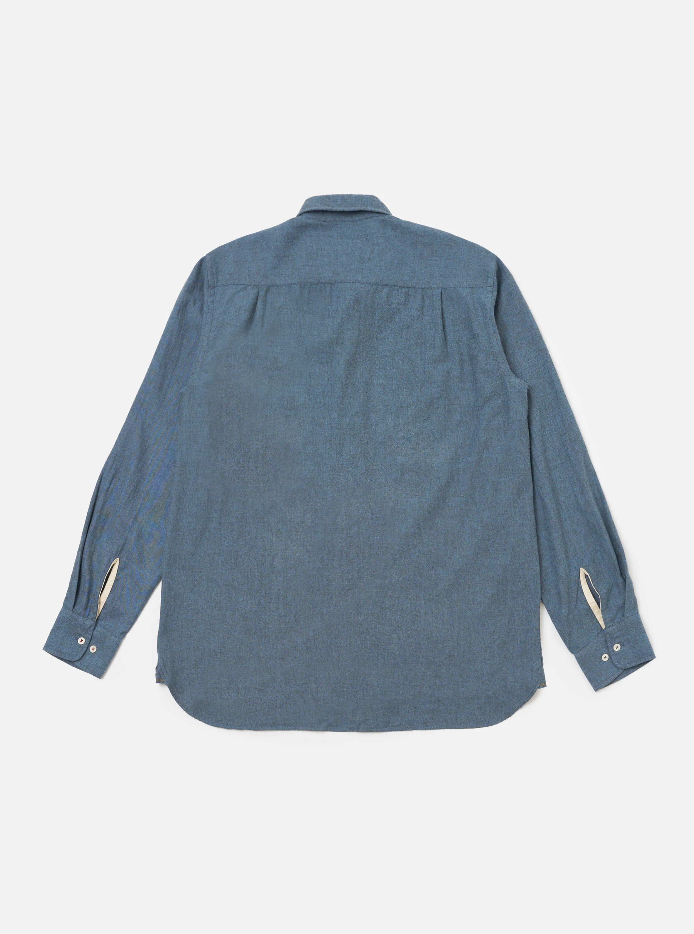 Blue Brushed Marl Twill Square Pocket Shirt - Image 5