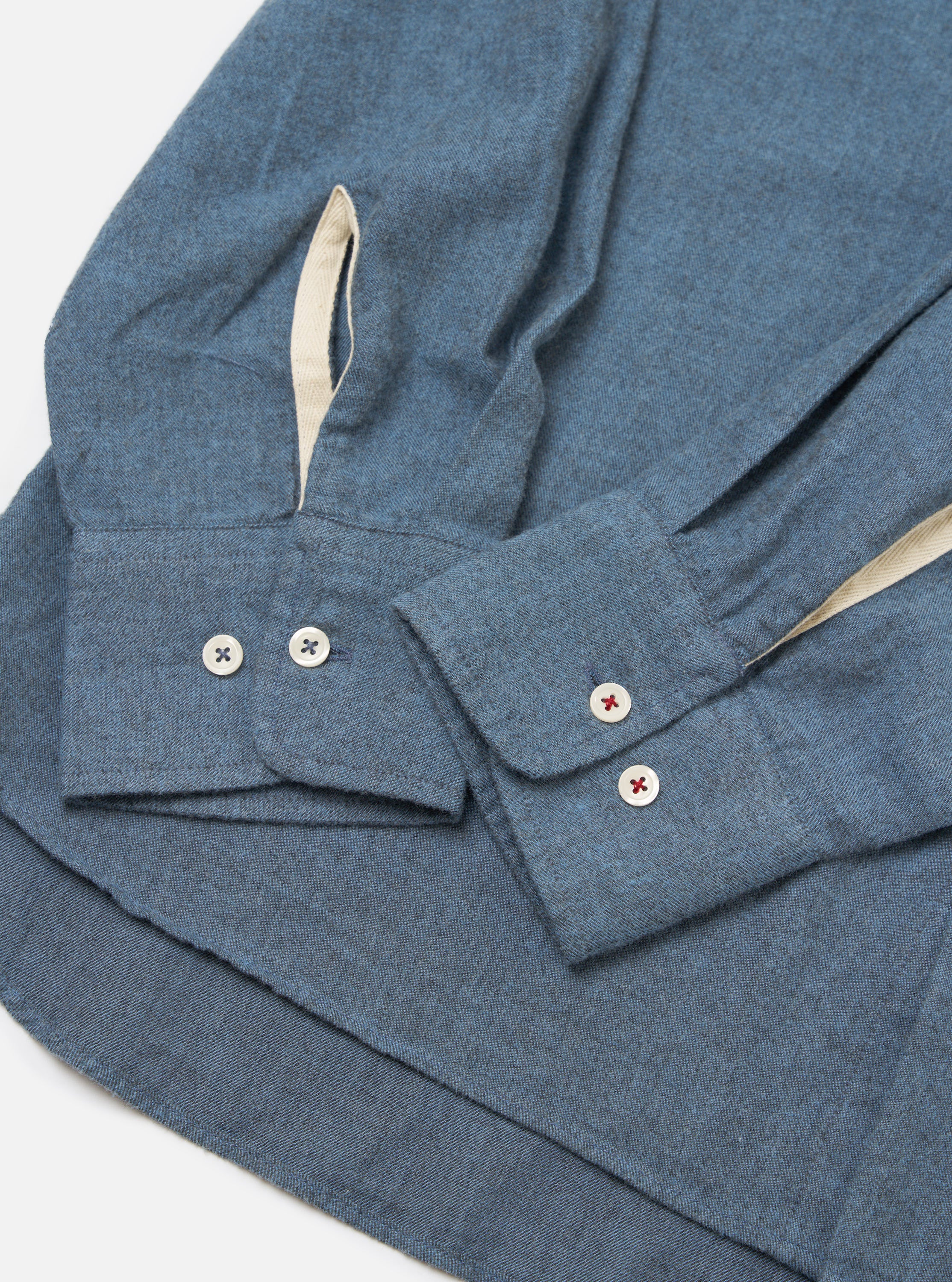 Blue Brushed Marl Twill Square Pocket Shirt - Image 7
