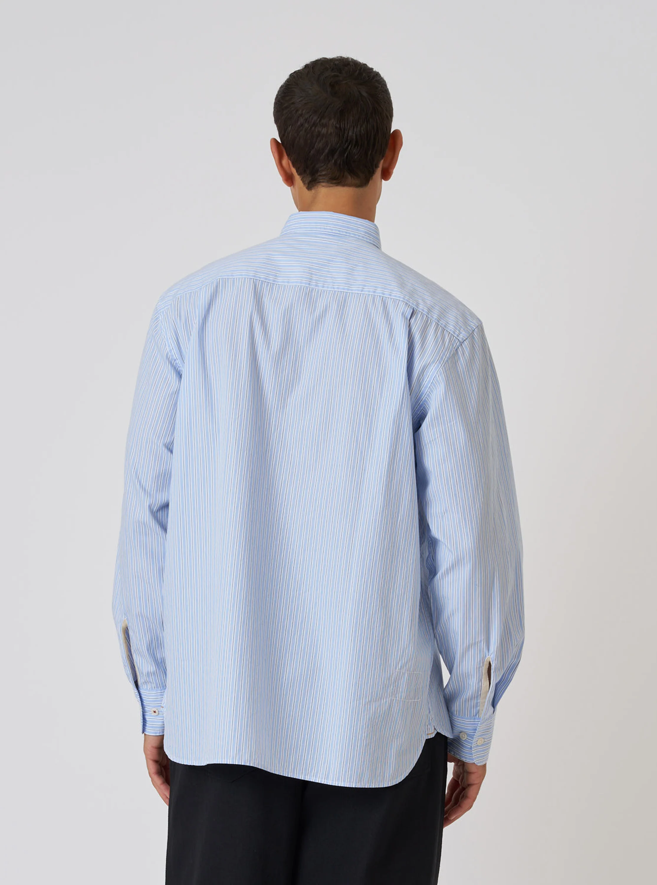 Blue Office Stripe Square Pocket Shirt - Image 3