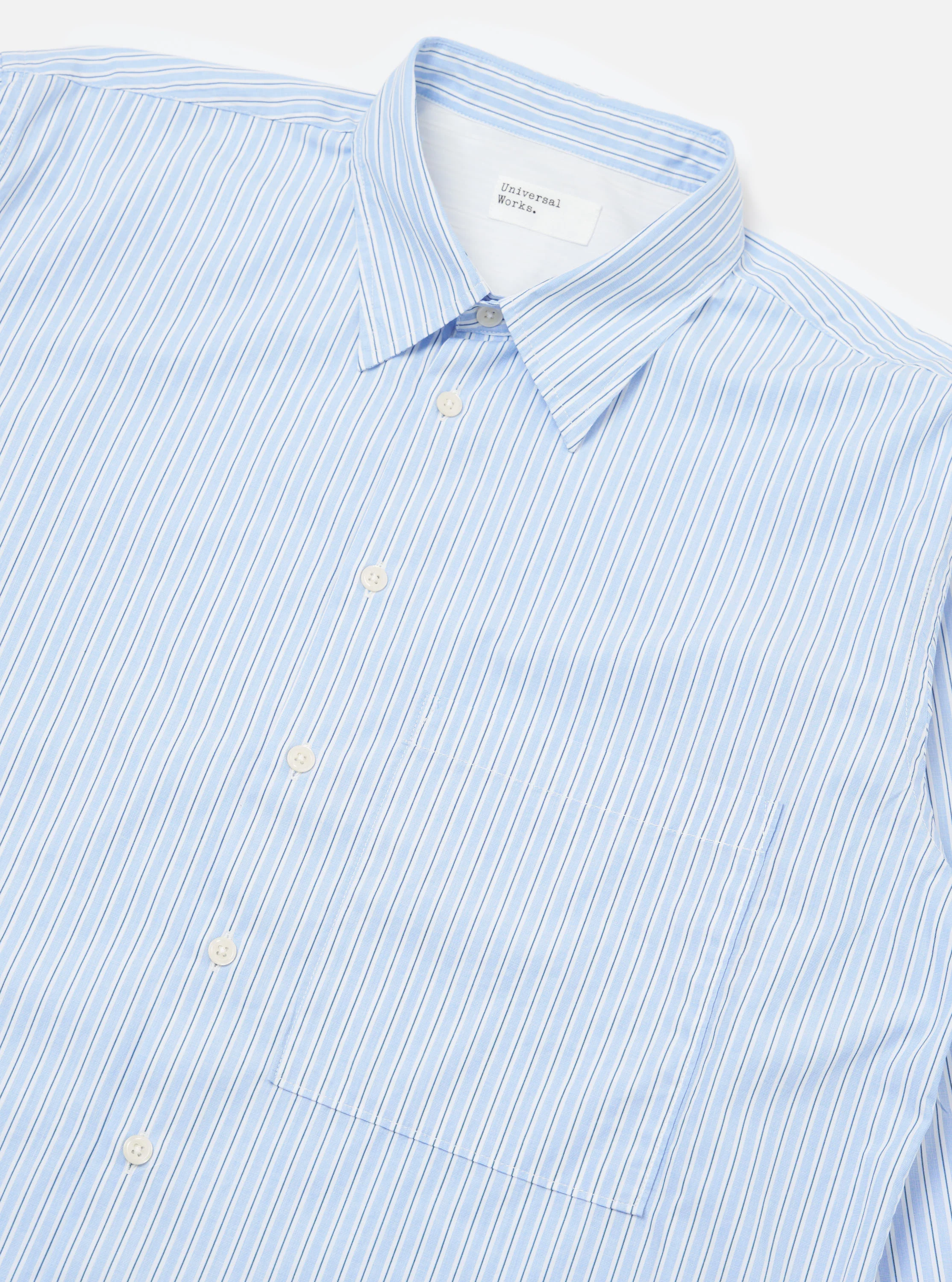 Blue Office Stripe Square Pocket Shirt - Image 6