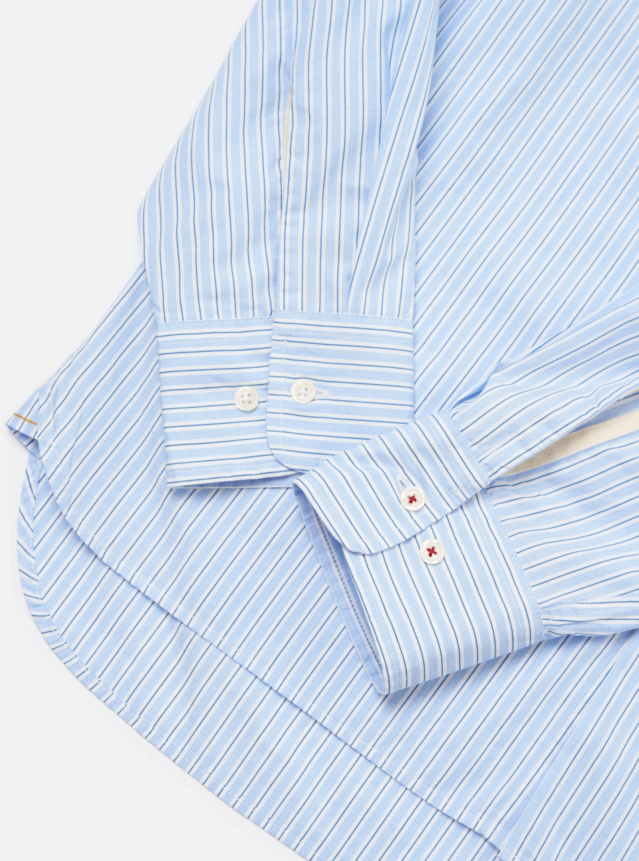 Blue Office Stripe Square Pocket Shirt - Image 7