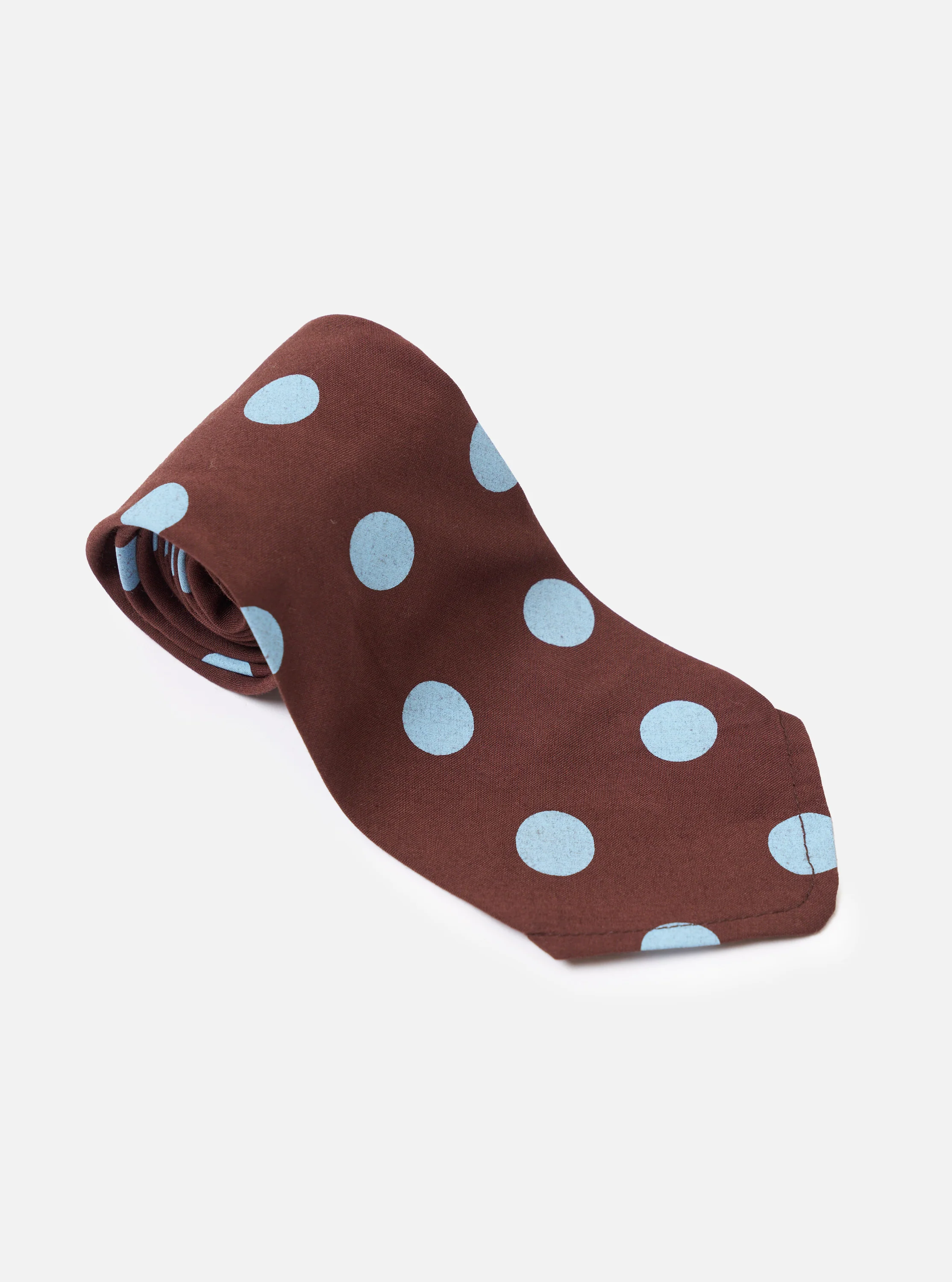 Brown Bold Dot Print Rayon Tie - Image 2
