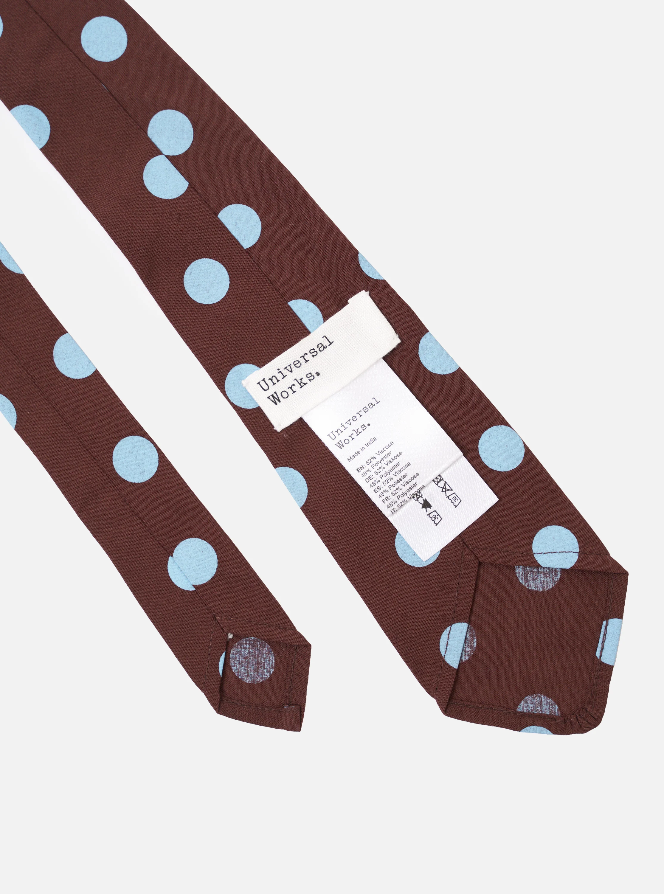 Brown Bold Dot Print Rayon Tie - Image 3