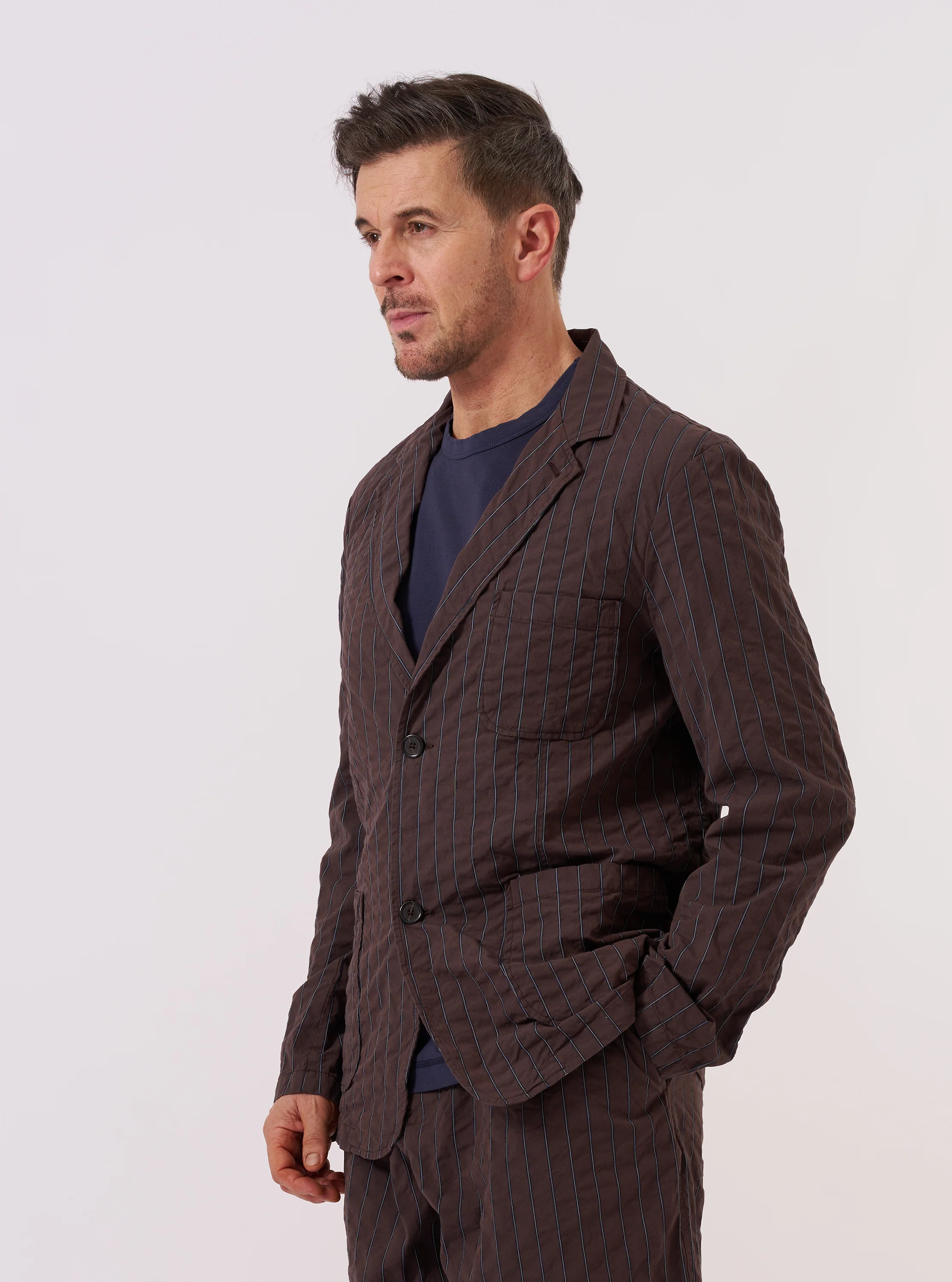 Brown Chester Stripe Two Button Jacket - Image 2