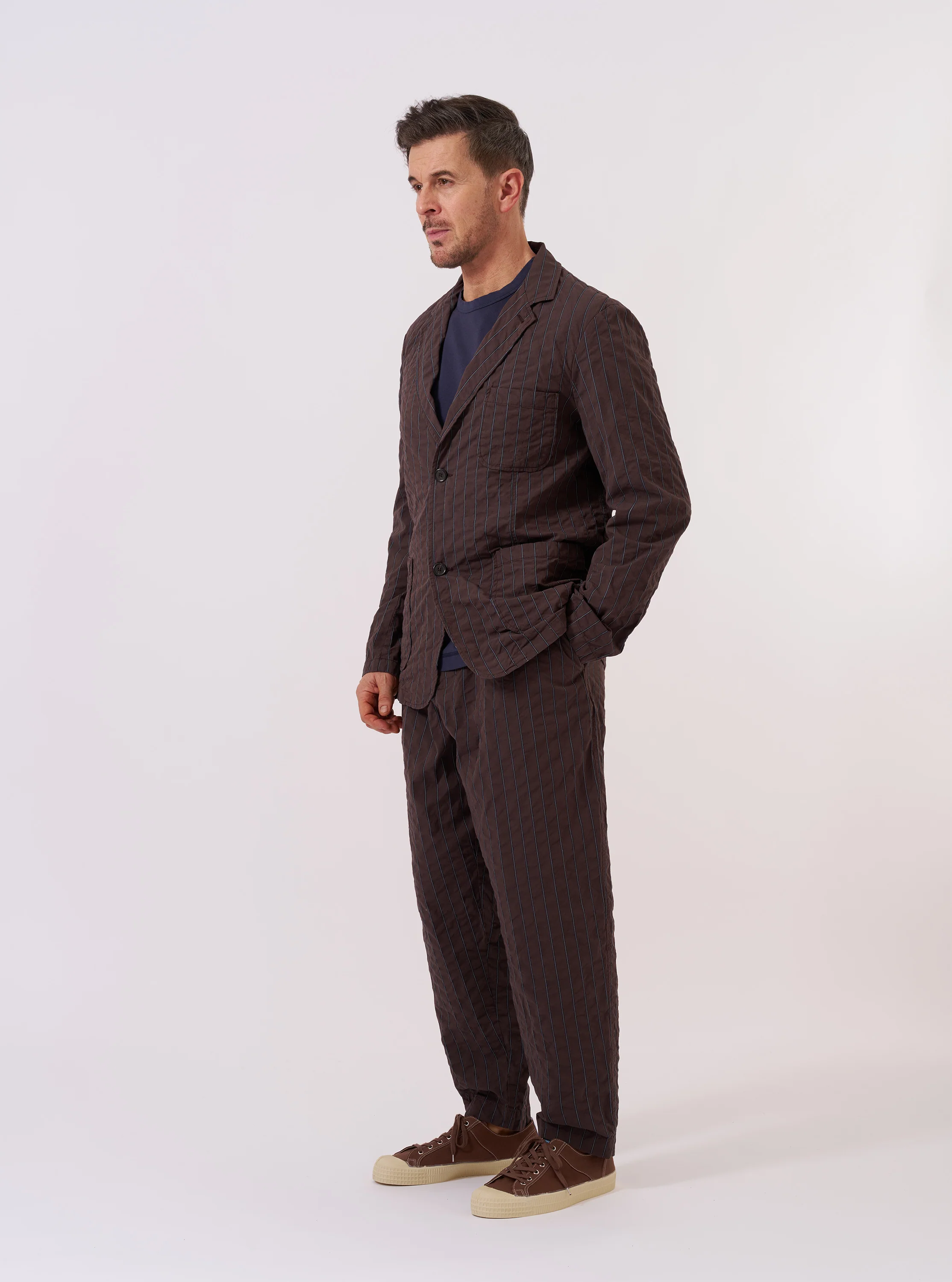 Brown Chester Stripe Two Button Jacket - Image 7