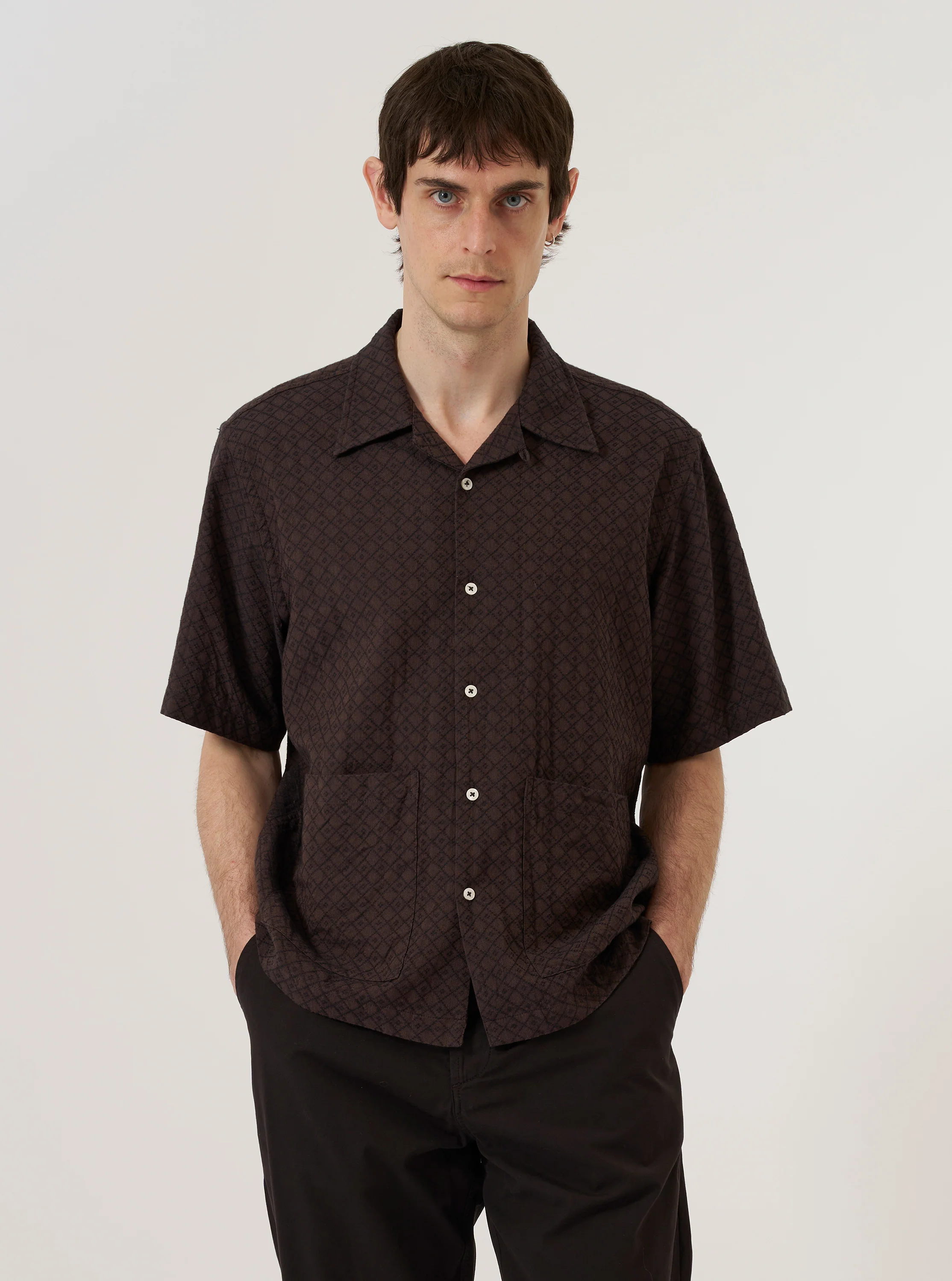 Brown Diamond Dobby Deck Shirt - Image 2