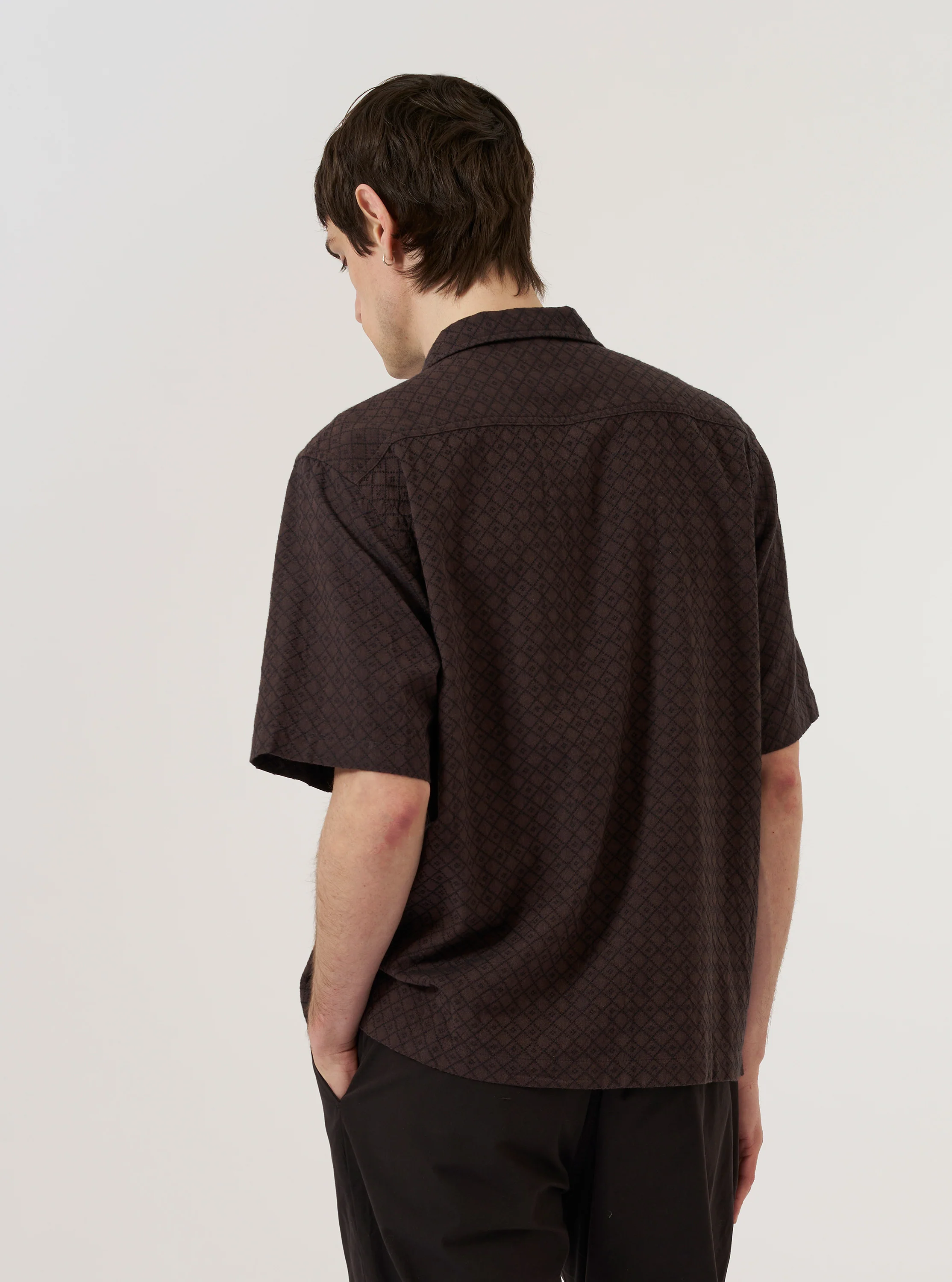 Brown Diamond Dobby Deck Shirt - Image 3