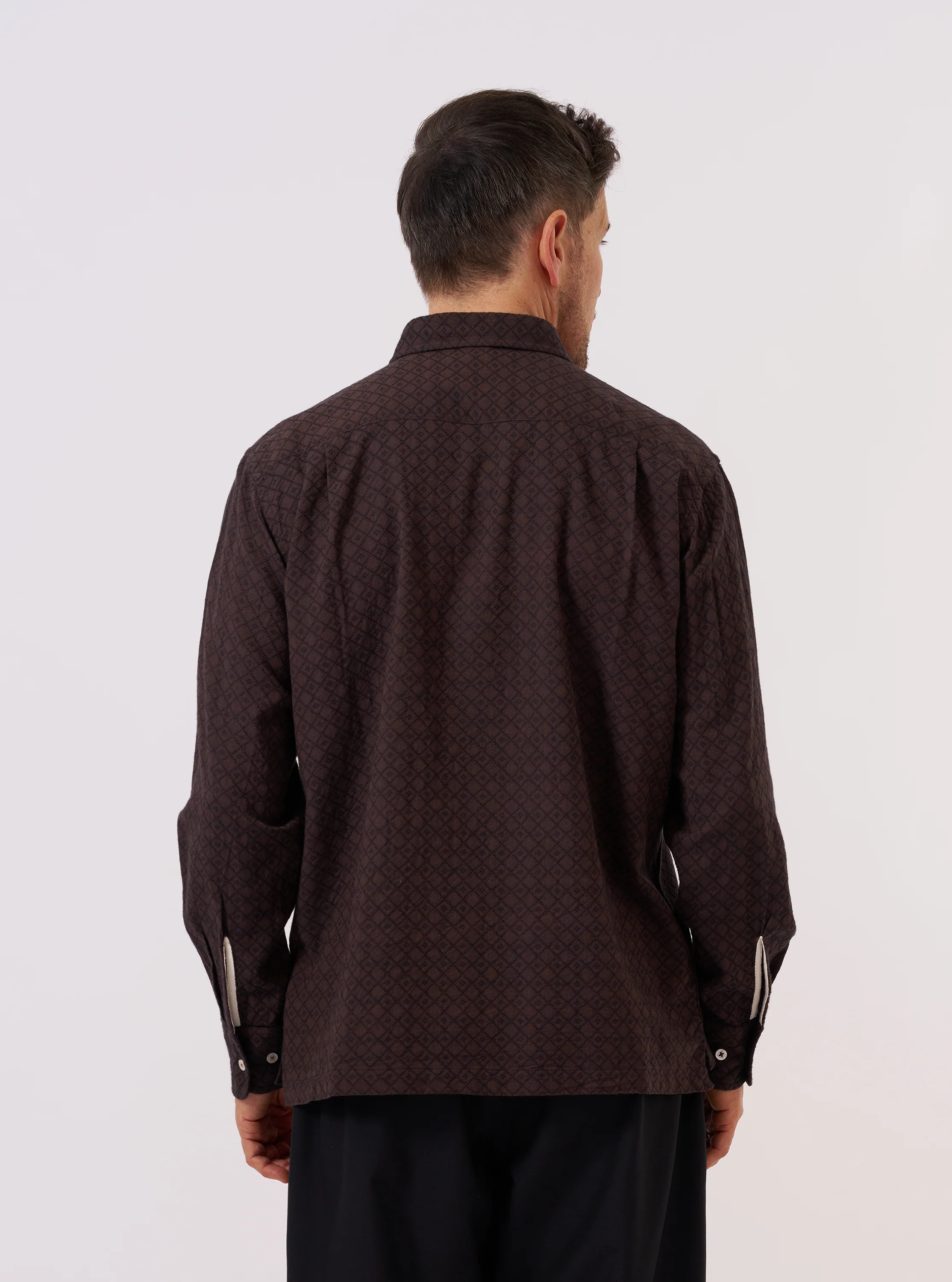 Brown Diamond Dobby Lucky Shirt - Image 3