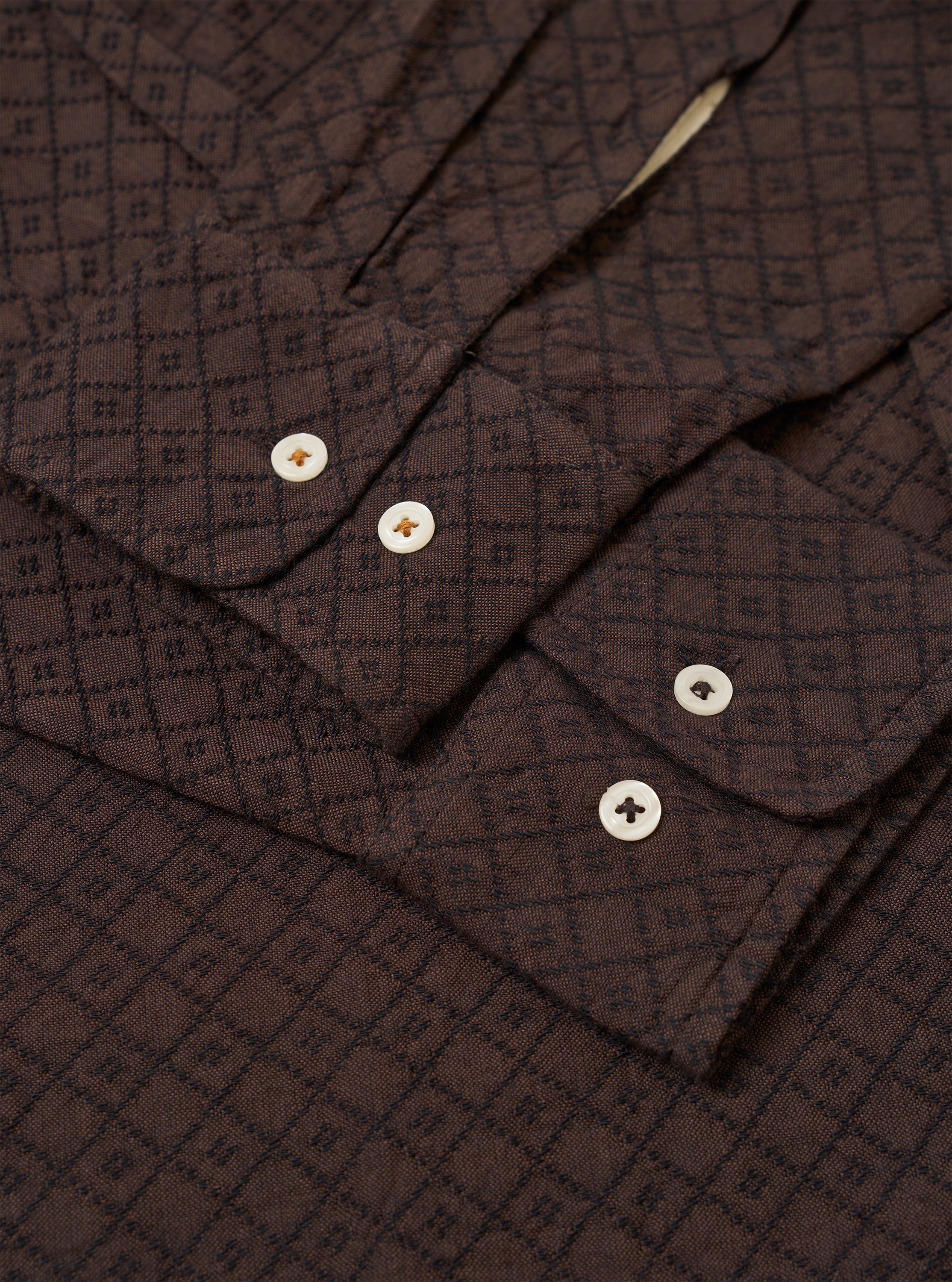 Brown Diamond Dobby Lucky Shirt - Image 6