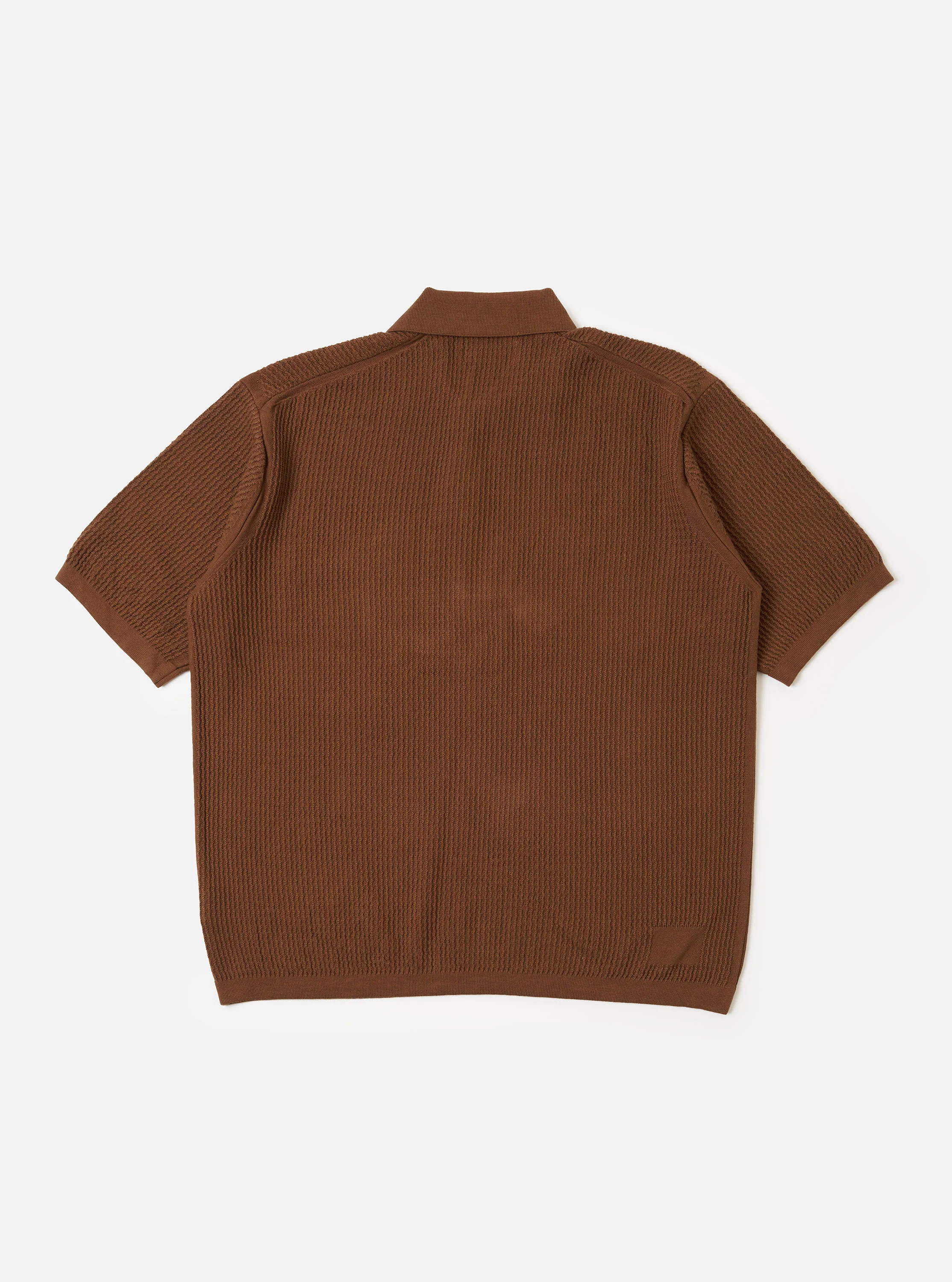 Brown Fine Texture Tricot S/S Knit Polo - Image 5