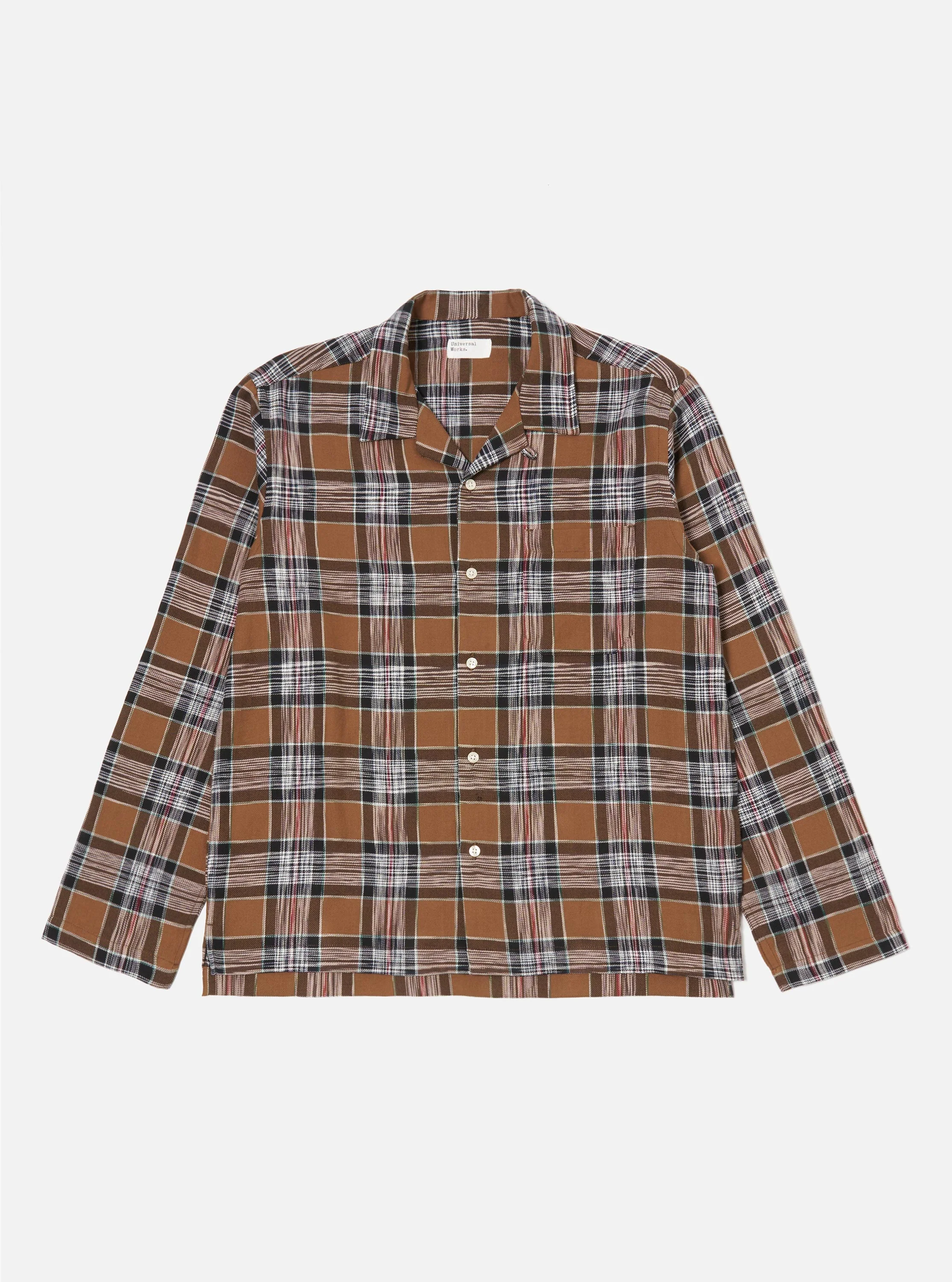 Brown Ikat Twill Check Long Pyjama Set - Image 3