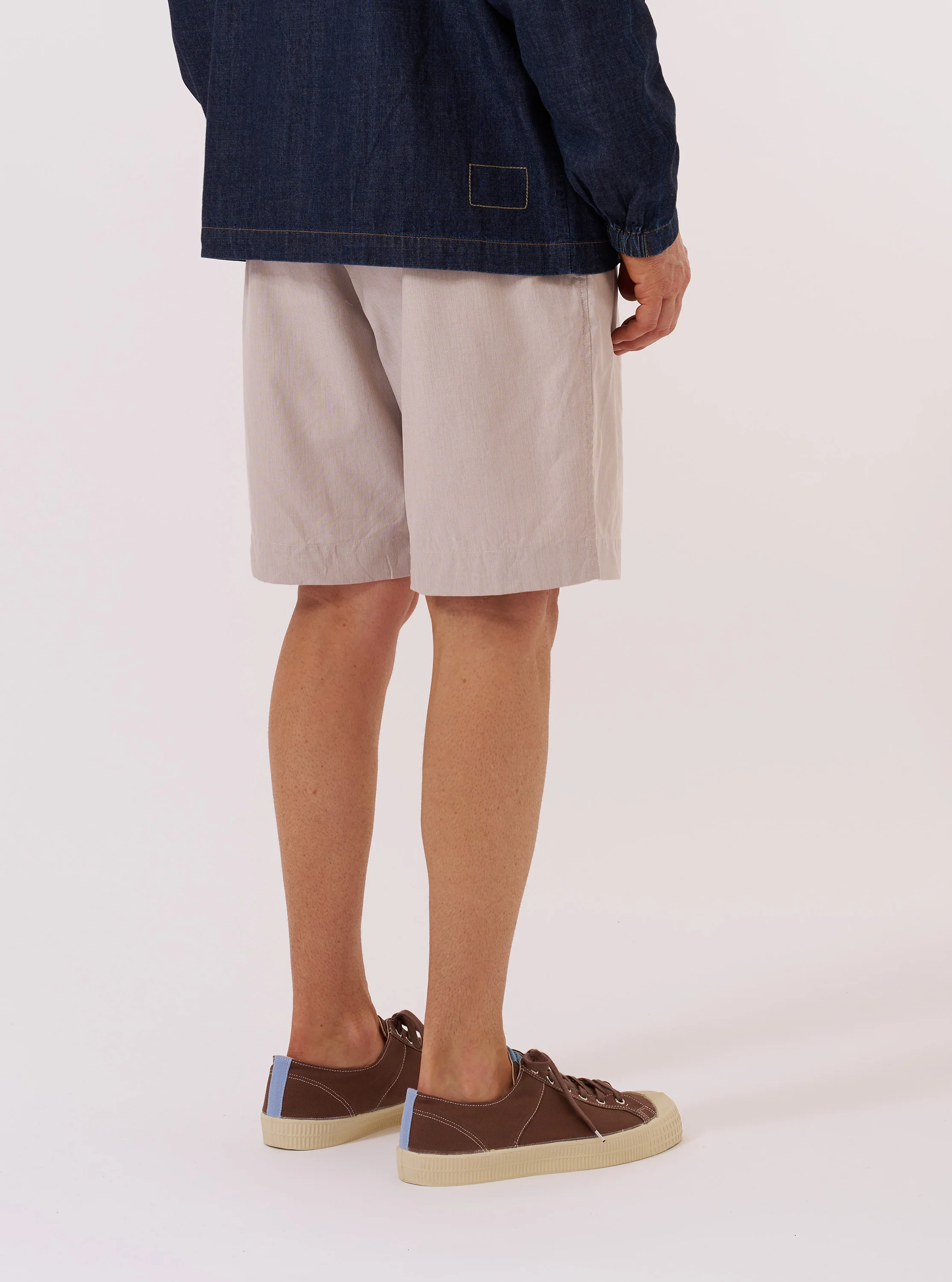 Brown Kennedy Stripe Pleated Track Short - Image 3