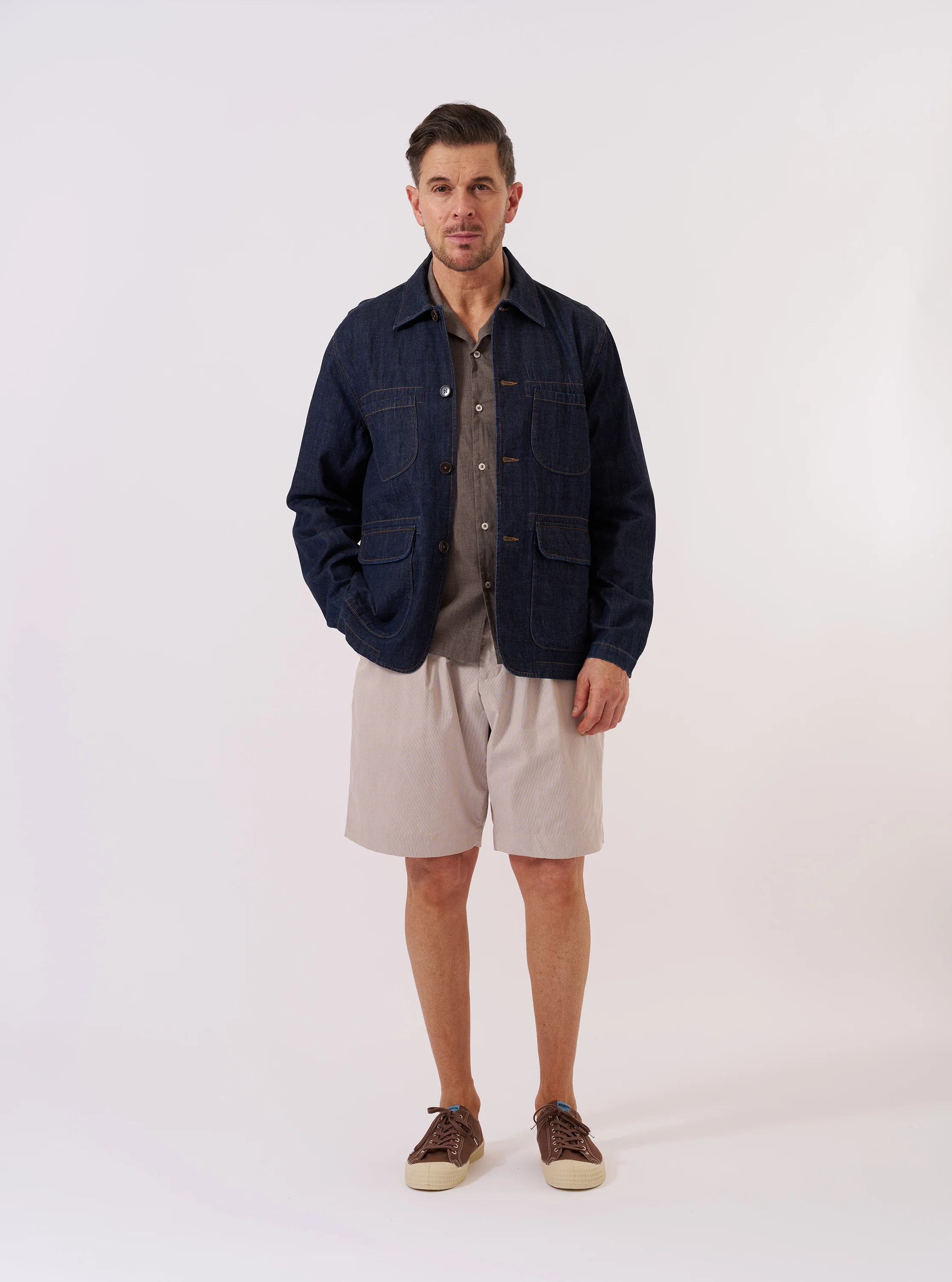 Brown Kennedy Stripe Pleated Track Short - Image 7