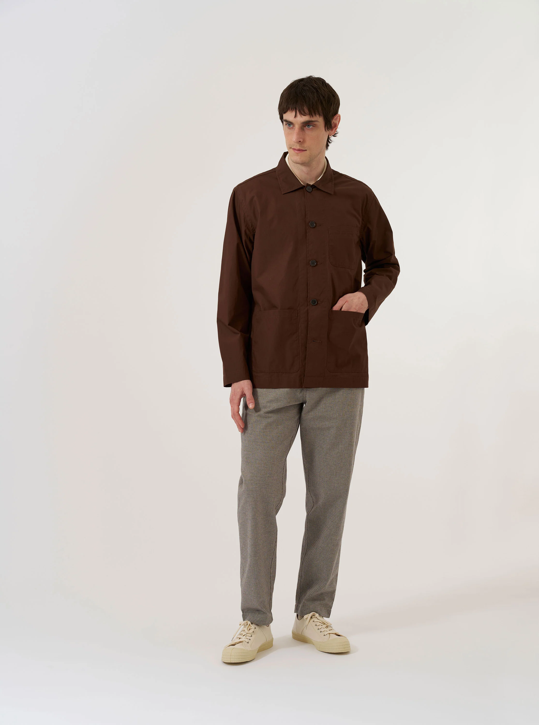 Brown Peached Poplin Bakers Overshirt - Image 7