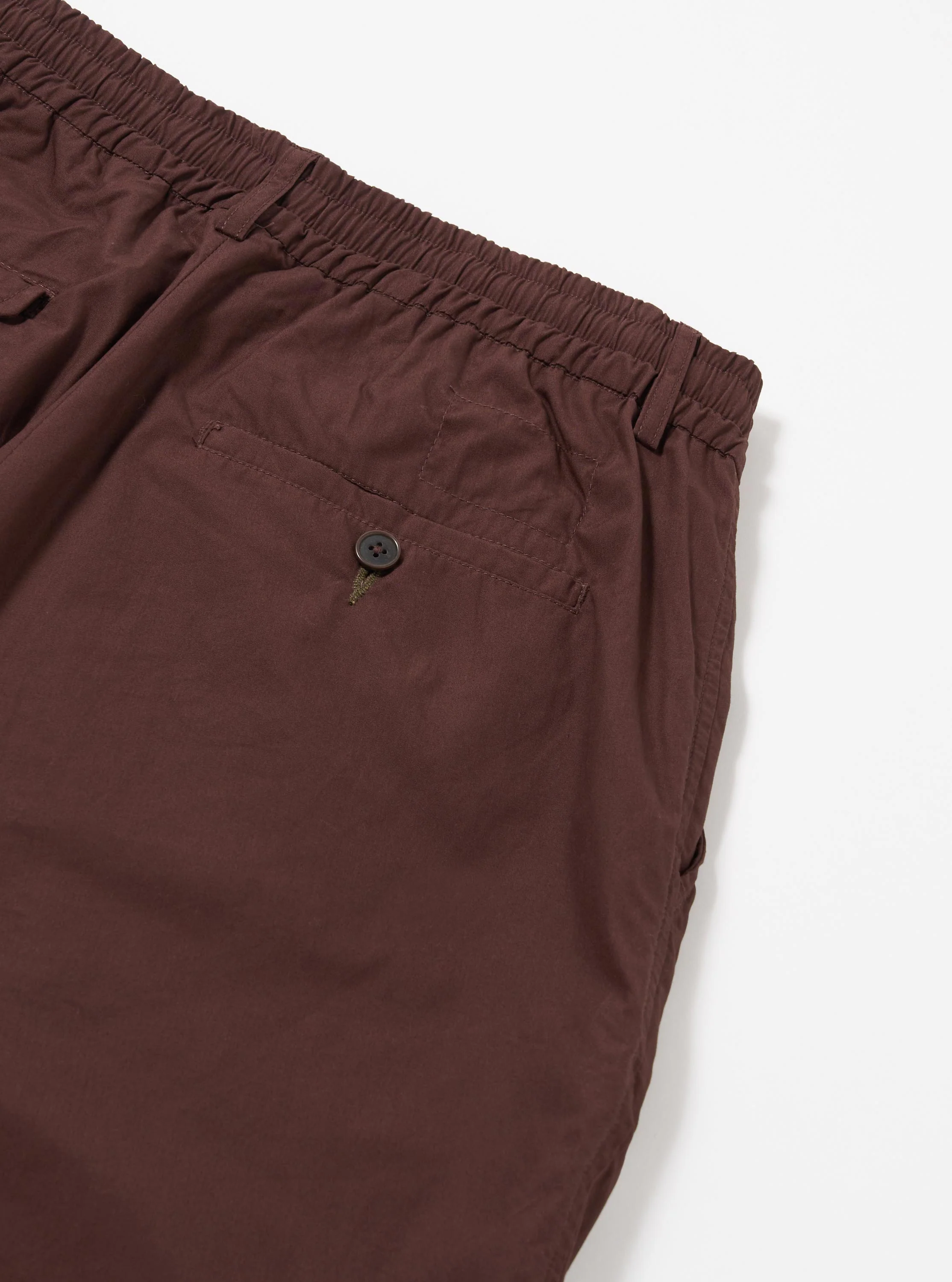 Brown Peached Poplin Pleated Track Short - Image 4